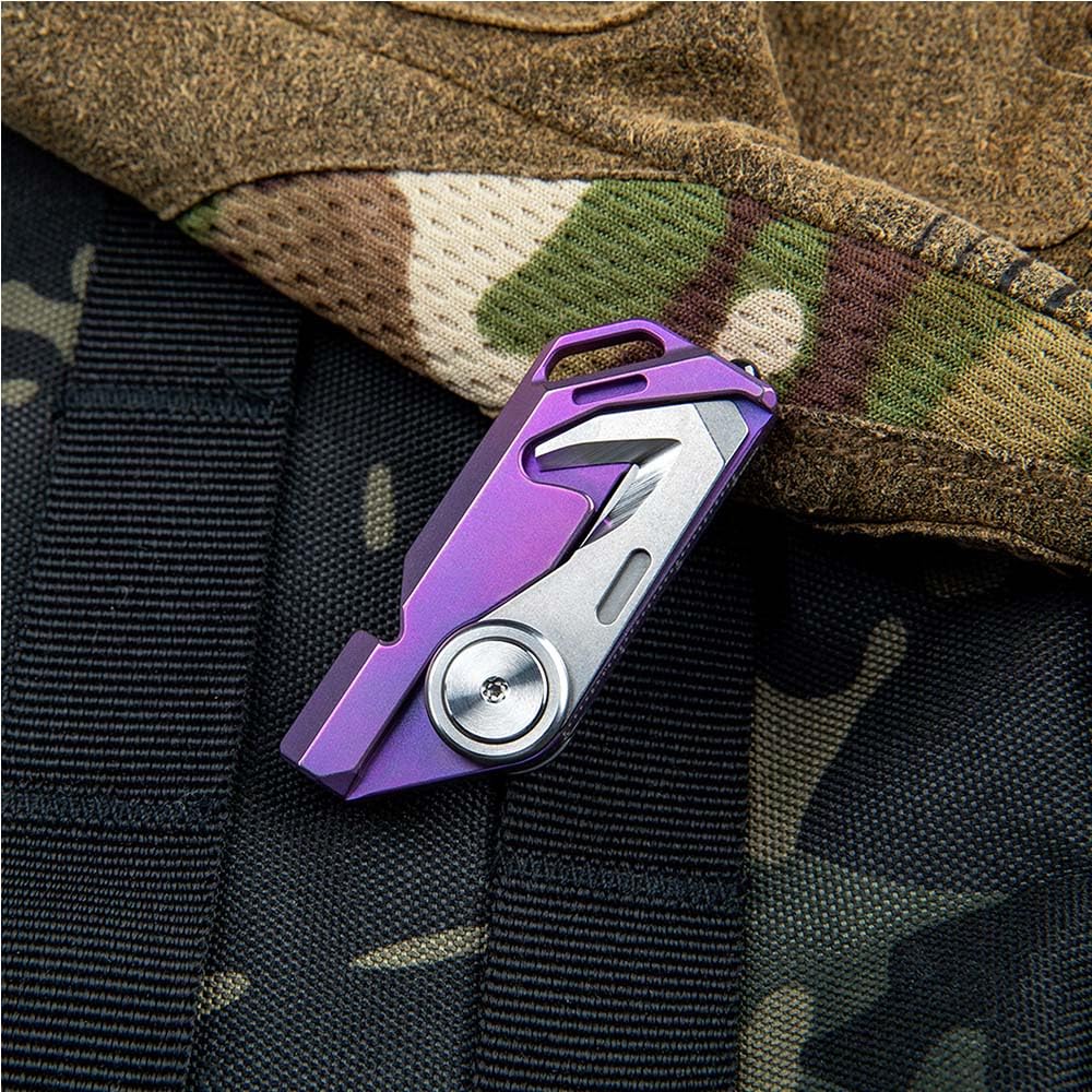 OKNIFE Titanium Purple Emergency Survival Whistle with Knife - Perfect for Hiking, Camping, and Outdoor Adventures