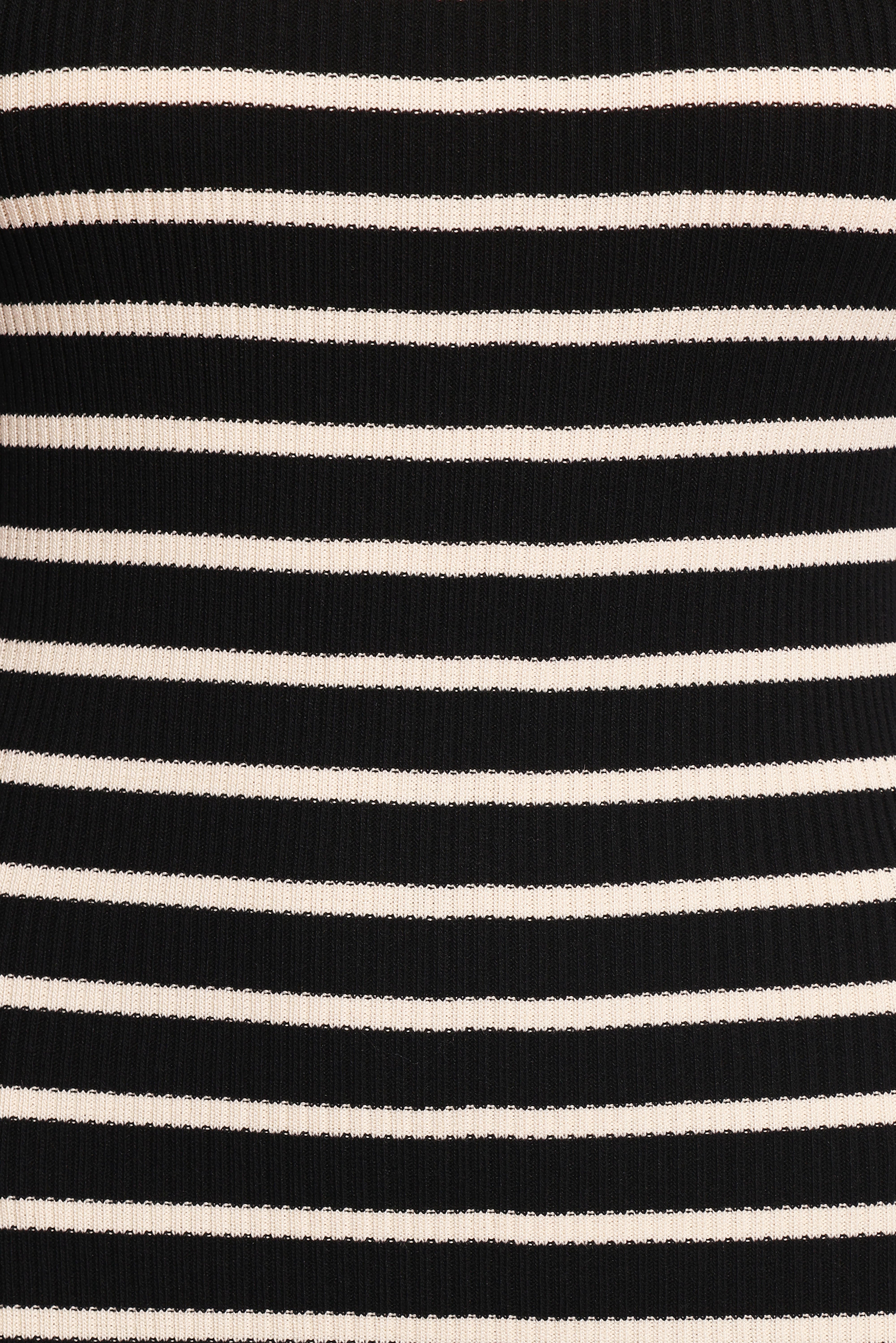 Arabella Knit Dress - Black & Beige Striped Women's Casual Dress for Spring & Summer | Perfect for Office, Date Night & Weekend Outings
