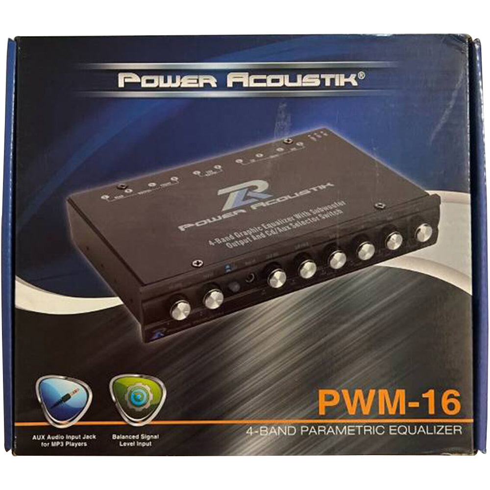Power Acoustik PWM 16 4-Band Car Audio Parametric Equalizer - Professional Sound Tuning for Vehicles, Home Stereo & DJ Setups