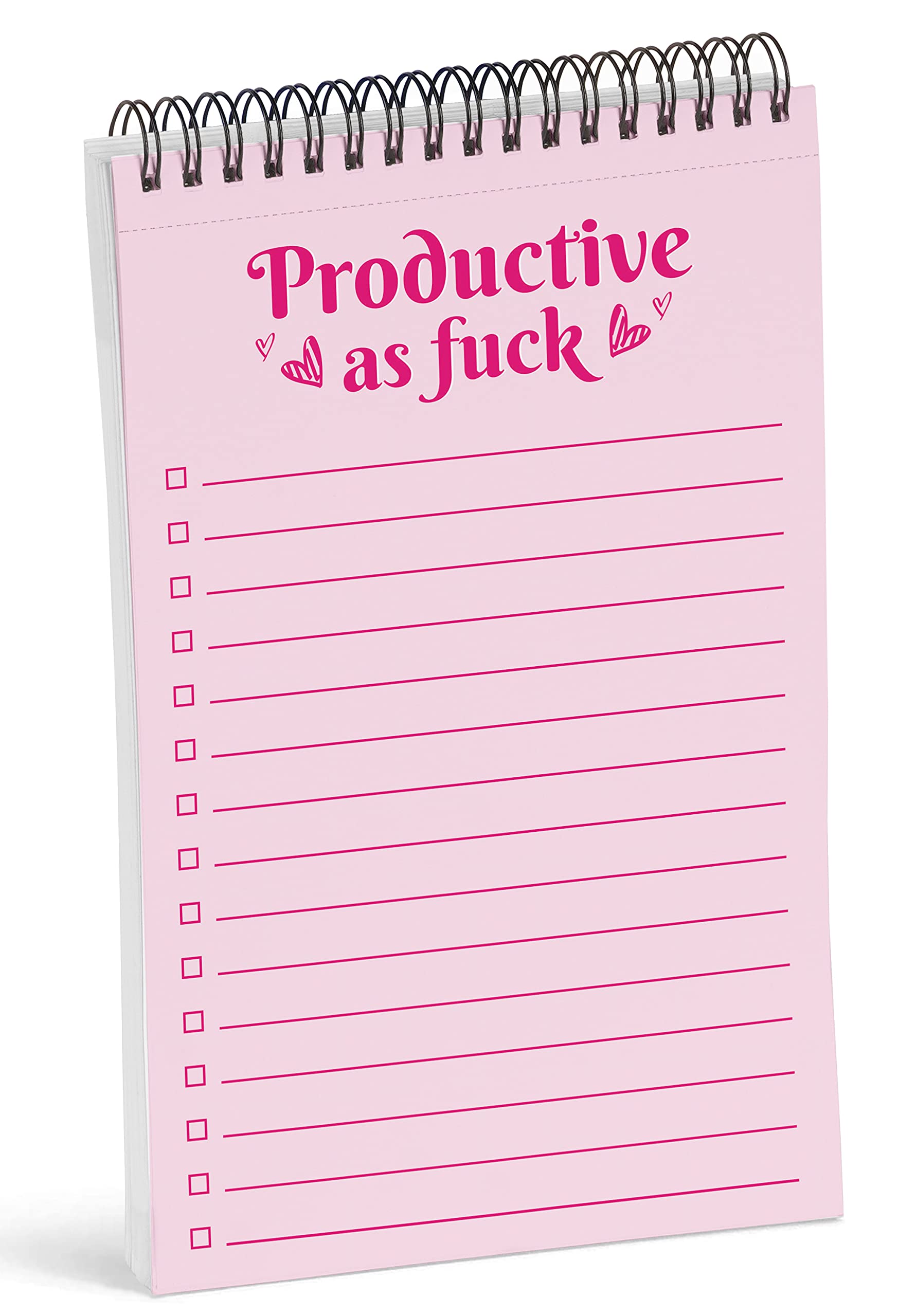 Productive Pink Spiral Notepad - 6” X 9” To Do List Planner with Motivational Quotes, Daily Checklist & Tear-Off Sheets (50 Pages) - Perfect for Office, School, Home Organization & Goal Tracking