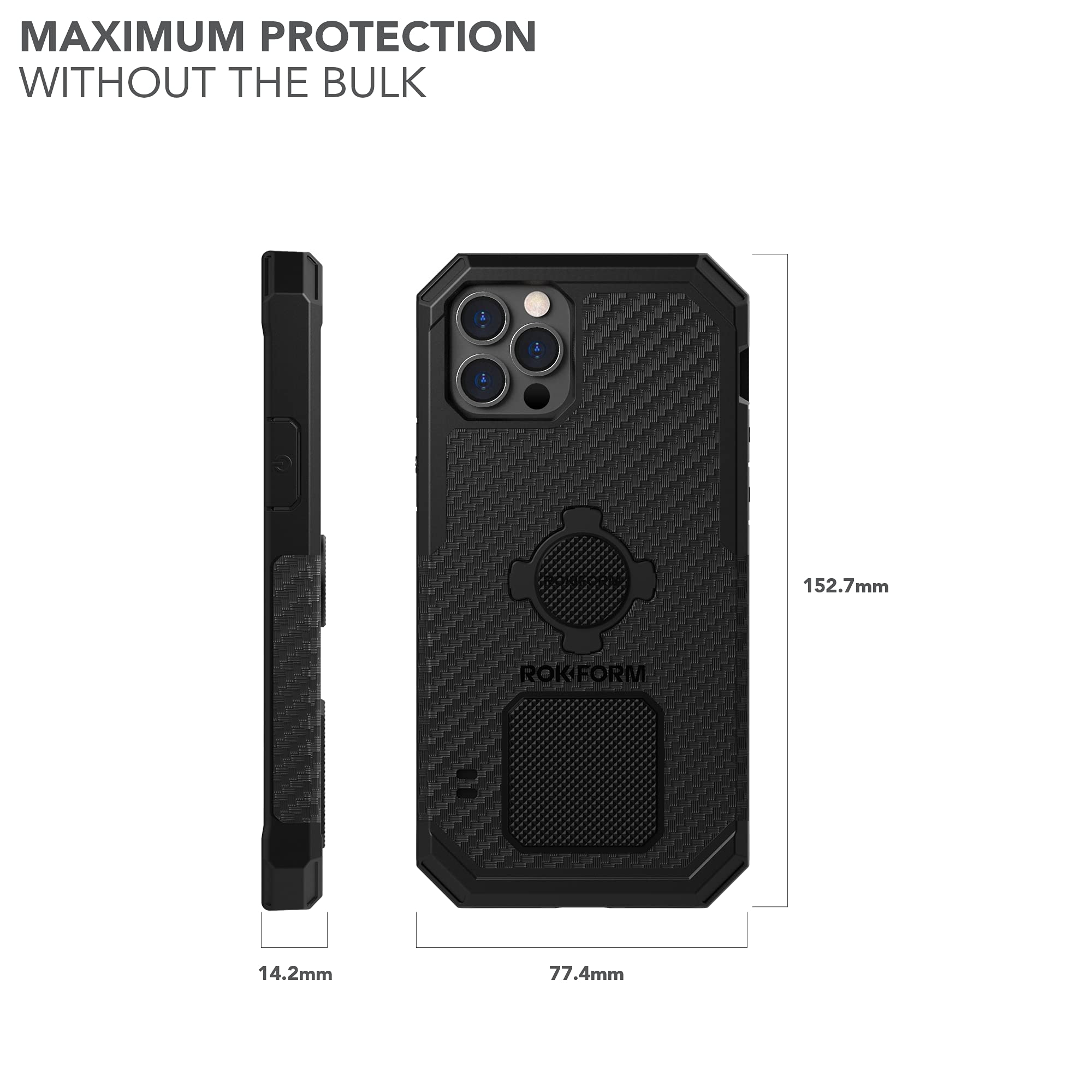 Rokform Rugged Series Magnetic Protective Case for iPhone 12 & iPhone 12 Pro | Drop Tested Armor with RokLock Twist Lock & Dual Magnet | Ideal for Outdoor Adventures & Daily Protection (Black)
