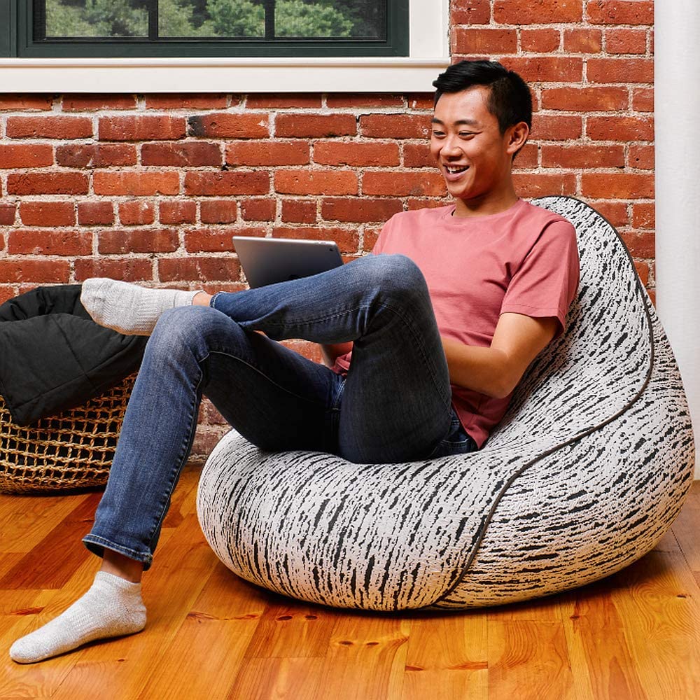 Yogibo Luxe Lounger Small Bean Bag Chair - Ultra Soft & Plush Gaming Beanbag for Adults, Kids & Teens | Washable Cover | Sensory Friendly | Perfect for Living Room, Bedroom & Game Room (White)