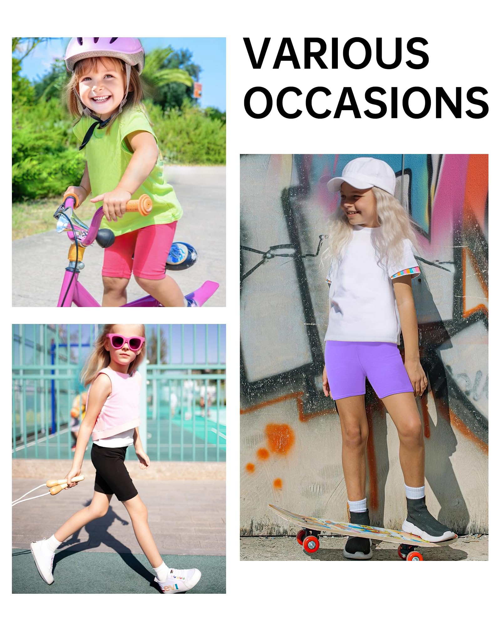 HASMES Girls Bike Shorts - Cartwheel & Safety Biker Under Dress Dance Shorts for Gymnastics, Cheerleading & Active Play