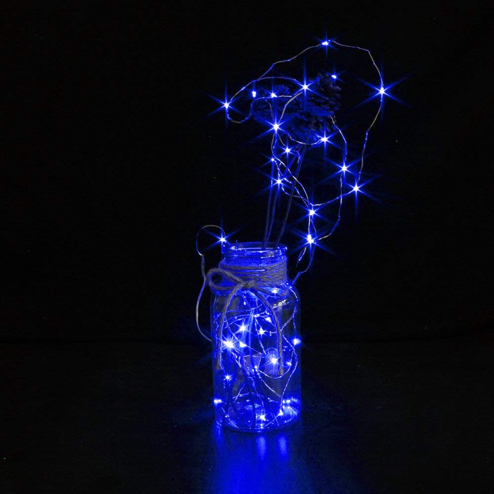 3 Pack Fairy Lights Battery Operated 6.6ft 20 LED Mini String Lights - Silver Wire Starry Lights for DIY, Wedding, Party, Festival, Halloween, Christmas Decorations - Perfect for Bedroom, Garden, and Outdoor Decor (Blue)