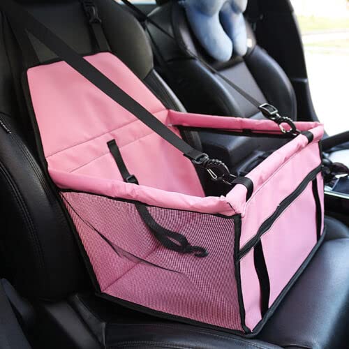 Waterproof Pet Travel Safety Carry Bag & Dog Booster Car Seat Cover - Soft Cushioned Mat for Small to Medium Dogs (Pink) | Perfect for Road Trips, Vet Visits & Outdoor Adventures