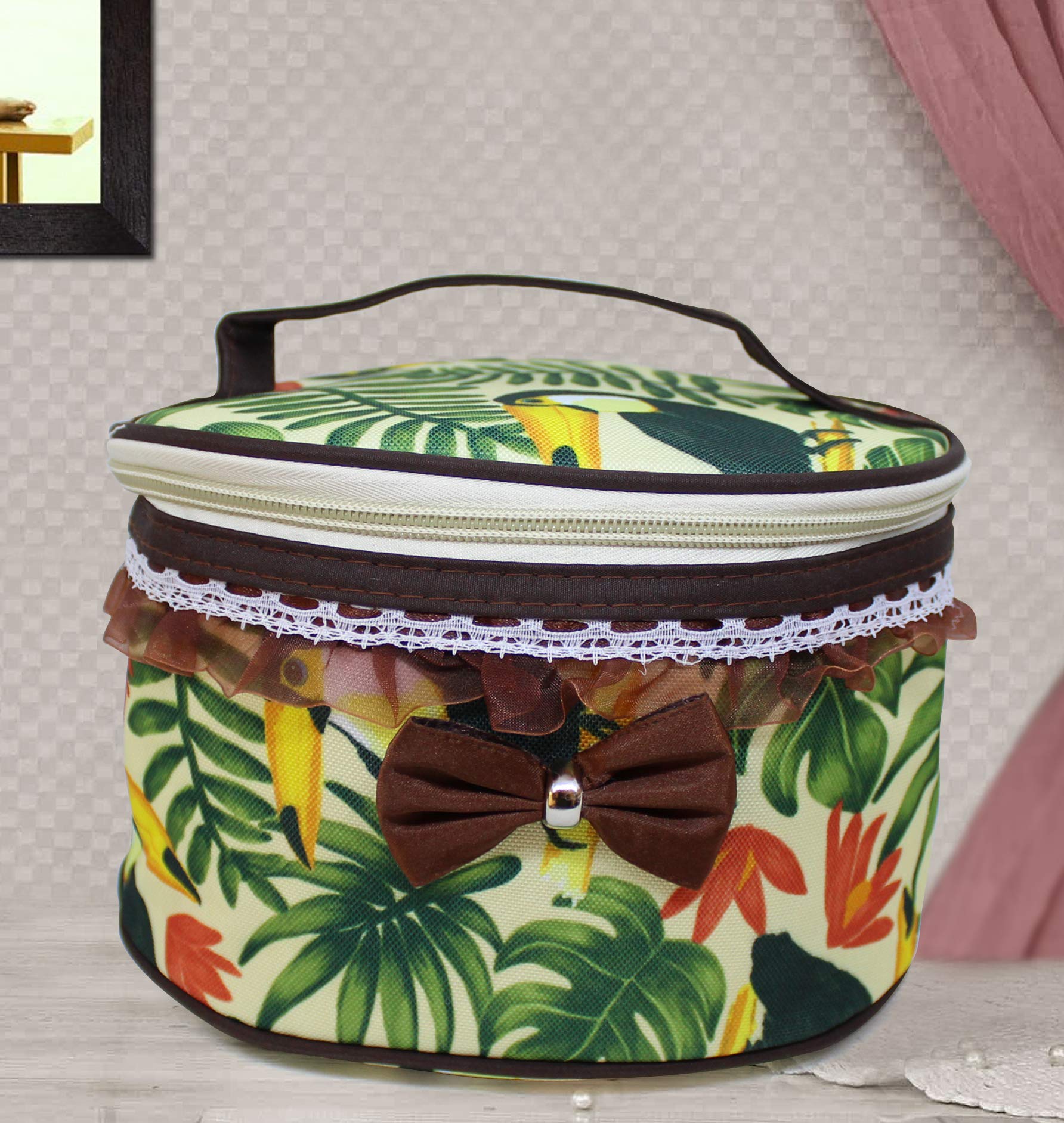 TIED RIBBONS Makeup Bag Travel Cosmetic Organizer for Women & Girls (20x13cm) - Perfect for Travel, Gym & Daily Essentials Storage