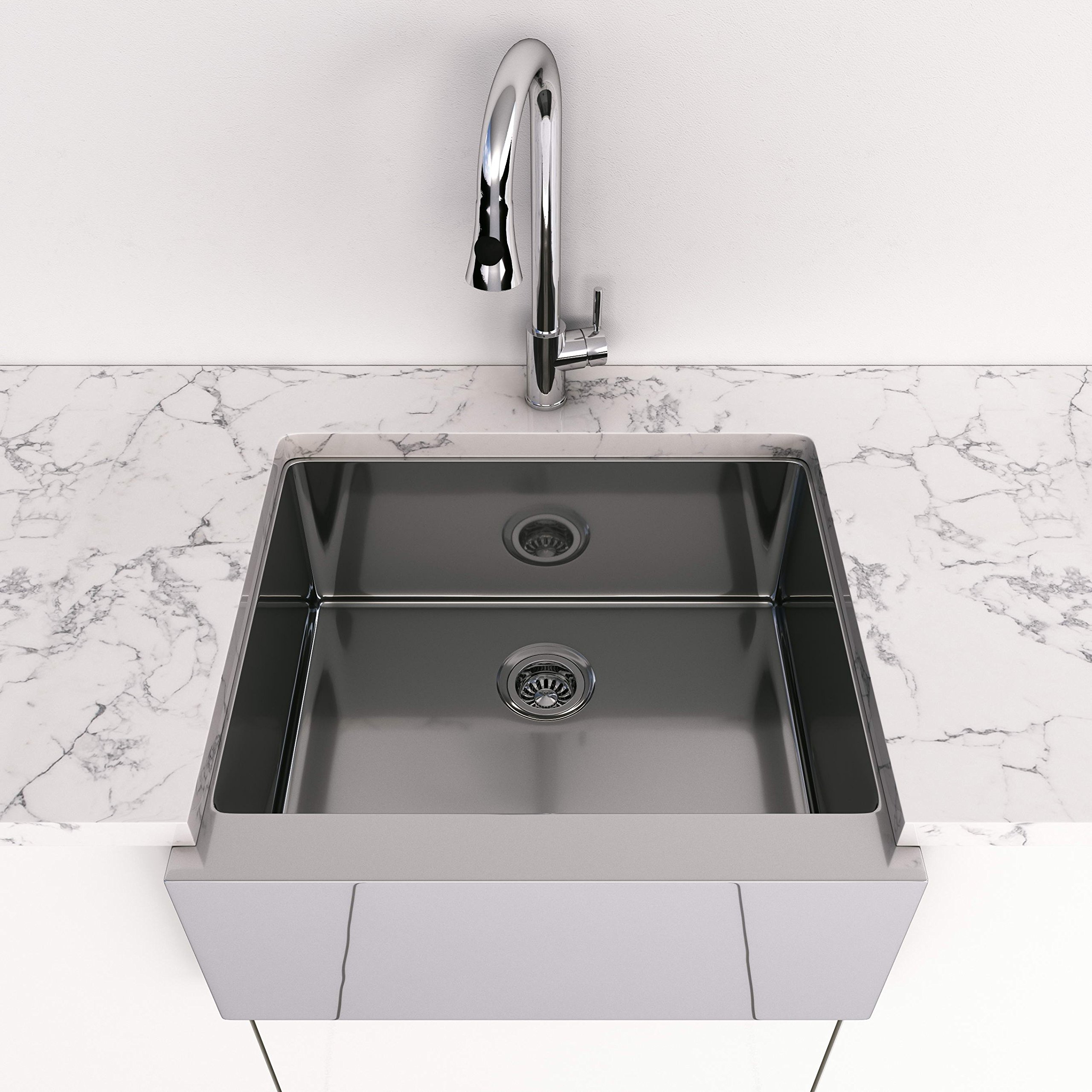 Premium Stainless Steel Apron Front Kitchen Sink - 10mm Radius Corners with Soundproof Undercoating & Padding - Perfect for Farmhouse, Rustic & Modern Kitchen Designs