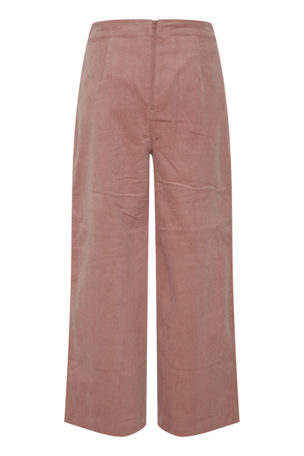 Stylish Women's High-Waisted Cordy Trousers in Soft Pink - Comfortable Stretch Fabric for Office Wear & Casual Outfits