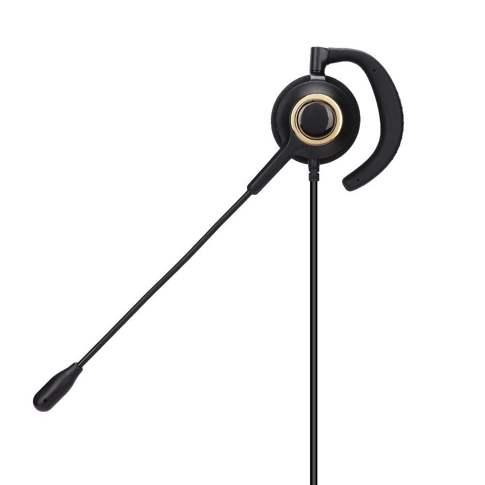 Noise Cancelling Traffic Headset with RJ9 Connector - Crystal Clear Ear Hook Headphones for Call Centers & Offices - Compatible with Most Phones (No Adapter) - Perfect for Customer Service, Telemarketing & Remote Work