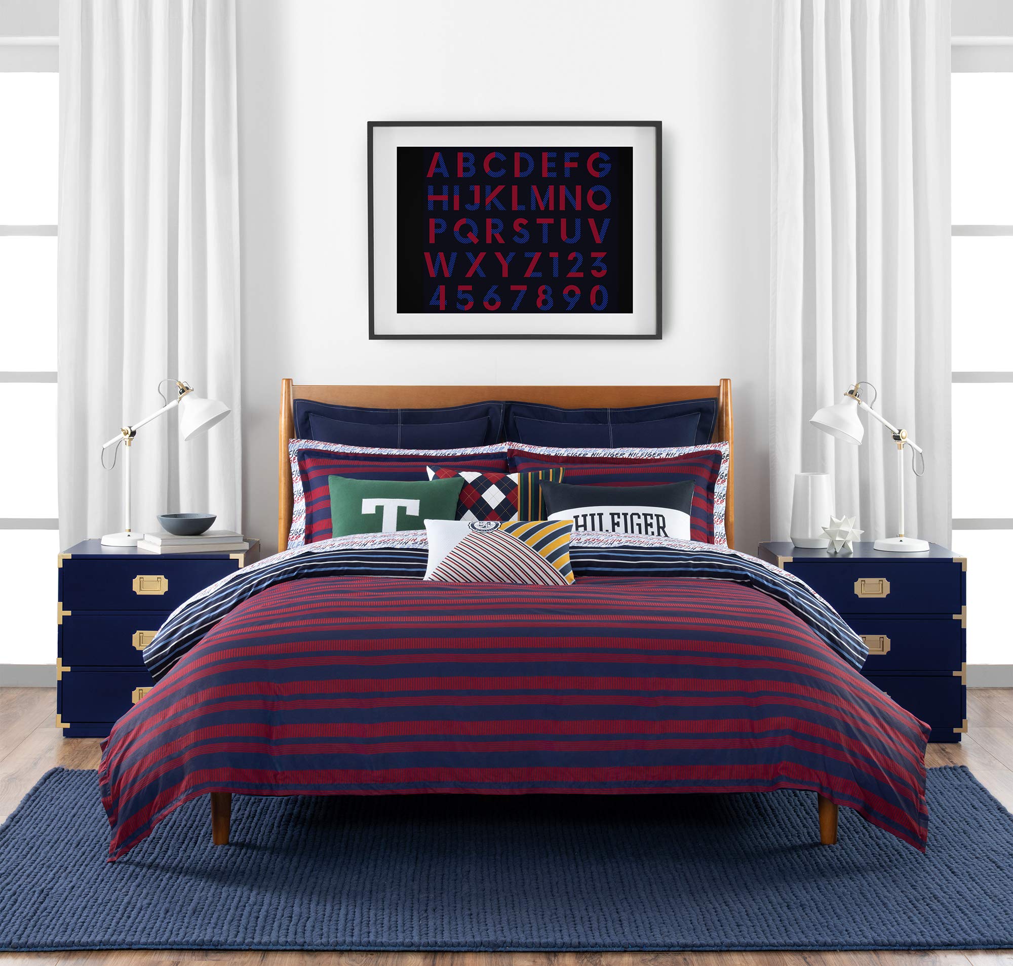 Tommy Hilfiger Heritage Stripe Comforter Set - Twin Size Navy & Red Striped Bedding Collection for Boys & Girls - Perfect for Dorm Rooms, Guest Bedrooms & Cozy Home Decor