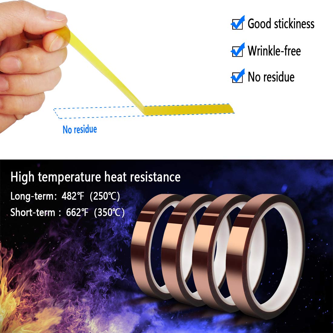 Heat Resistant Sublimation Transfer Tape - 10mm x 33m (108ft) Thermal Adhesive Tape - No Residue Heat Tape for T-Shirts, Mugs & DIY Crafts (4 Rolls) - Perfect for Sublimation Printing, Heat Press Projects & Custom Apparel Decoration