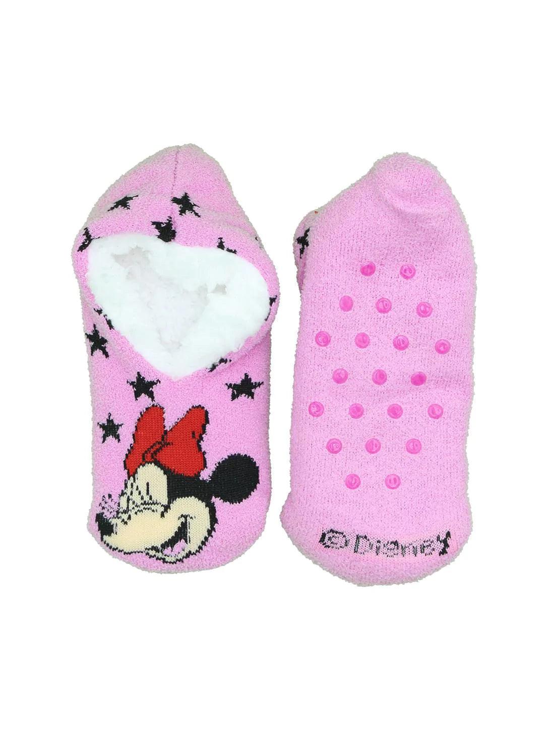 Minnie Mouse Slippers for Girls - Soft & Cozy 2-Pack Socks - Perfect for Disney Themed Sleepovers & Kids' Bedtime Comfort