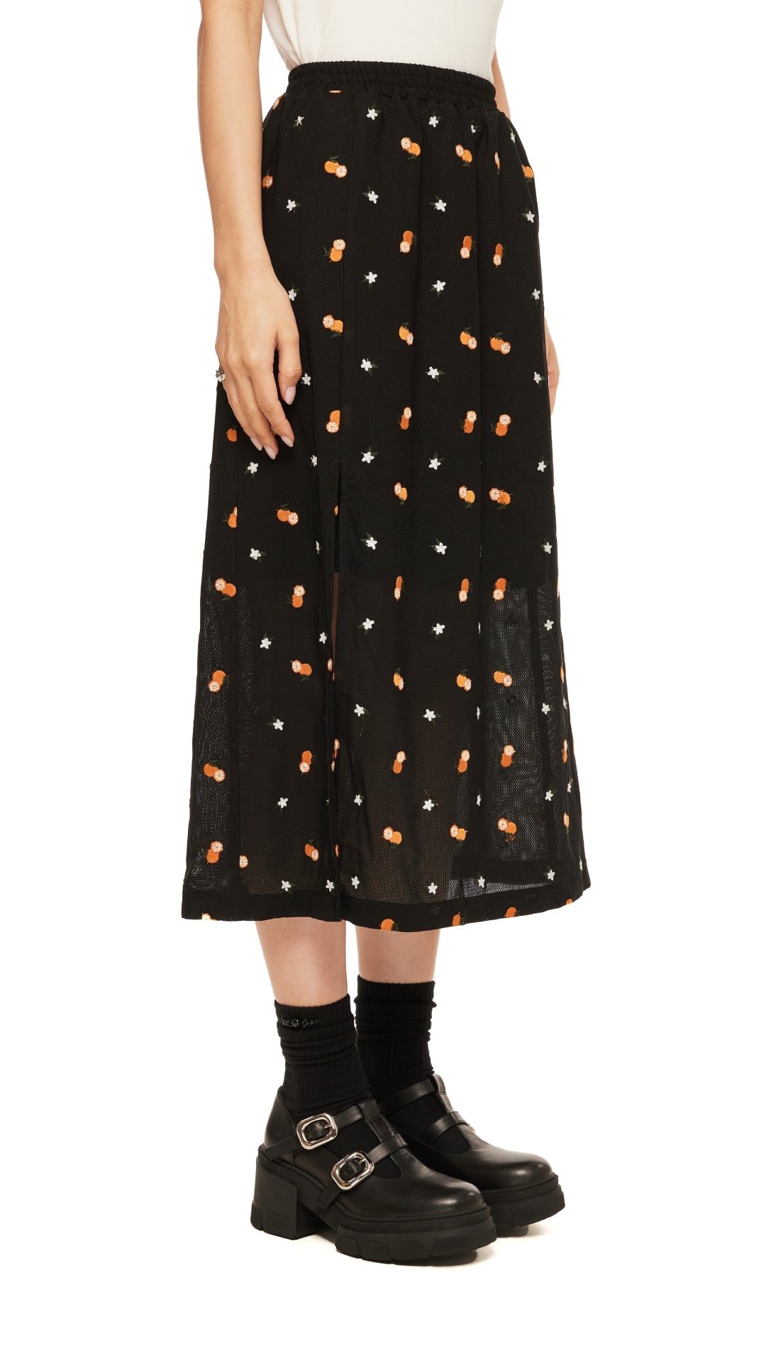 Stylish Floral Embroidery Skirt for Women - Summer Boho Maxi Skirt with Fruit Pattern - Perfect for Beach Vacations, Music Festivals & Casual Outings