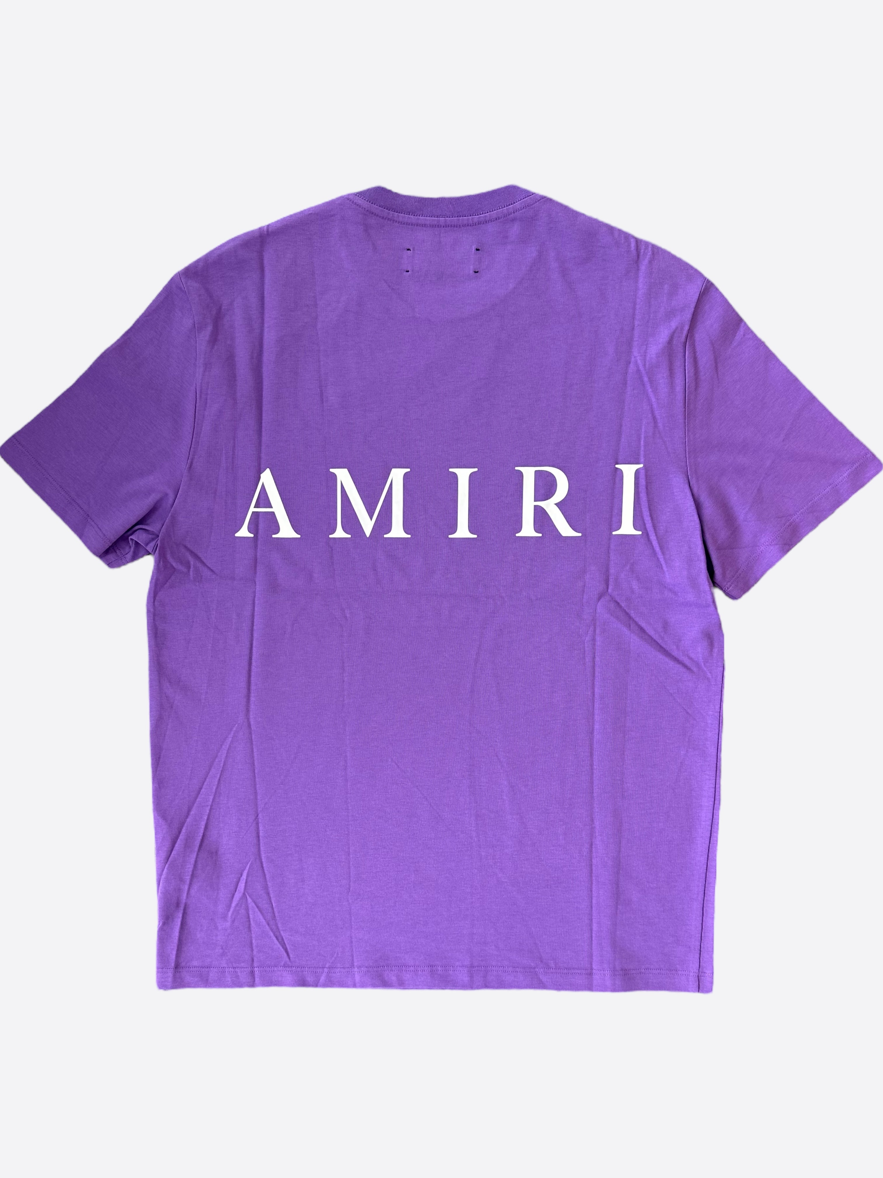 Amiri Purple & White MA Core Logo T-Shirt for Men - Stylish Graphic Tee for Casual Wear & Street Fashion