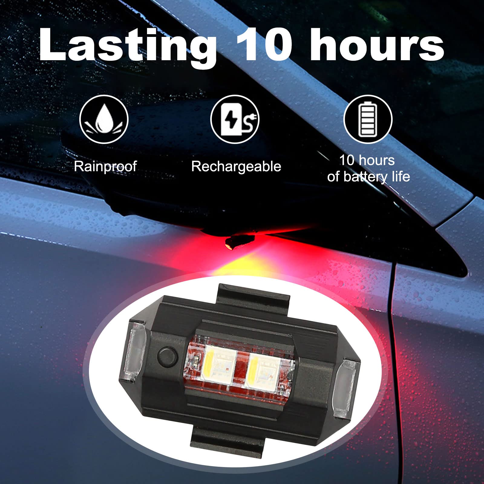 6pcs LED Strobe Drone Lights - 7 Color Night Riding Anti-Collision Motorcycle Lights, USB Rechargeable Waterproof Flashing Lights with Multiple Modes for Drones, RC Cars, Bikes & Outdoor Adventures