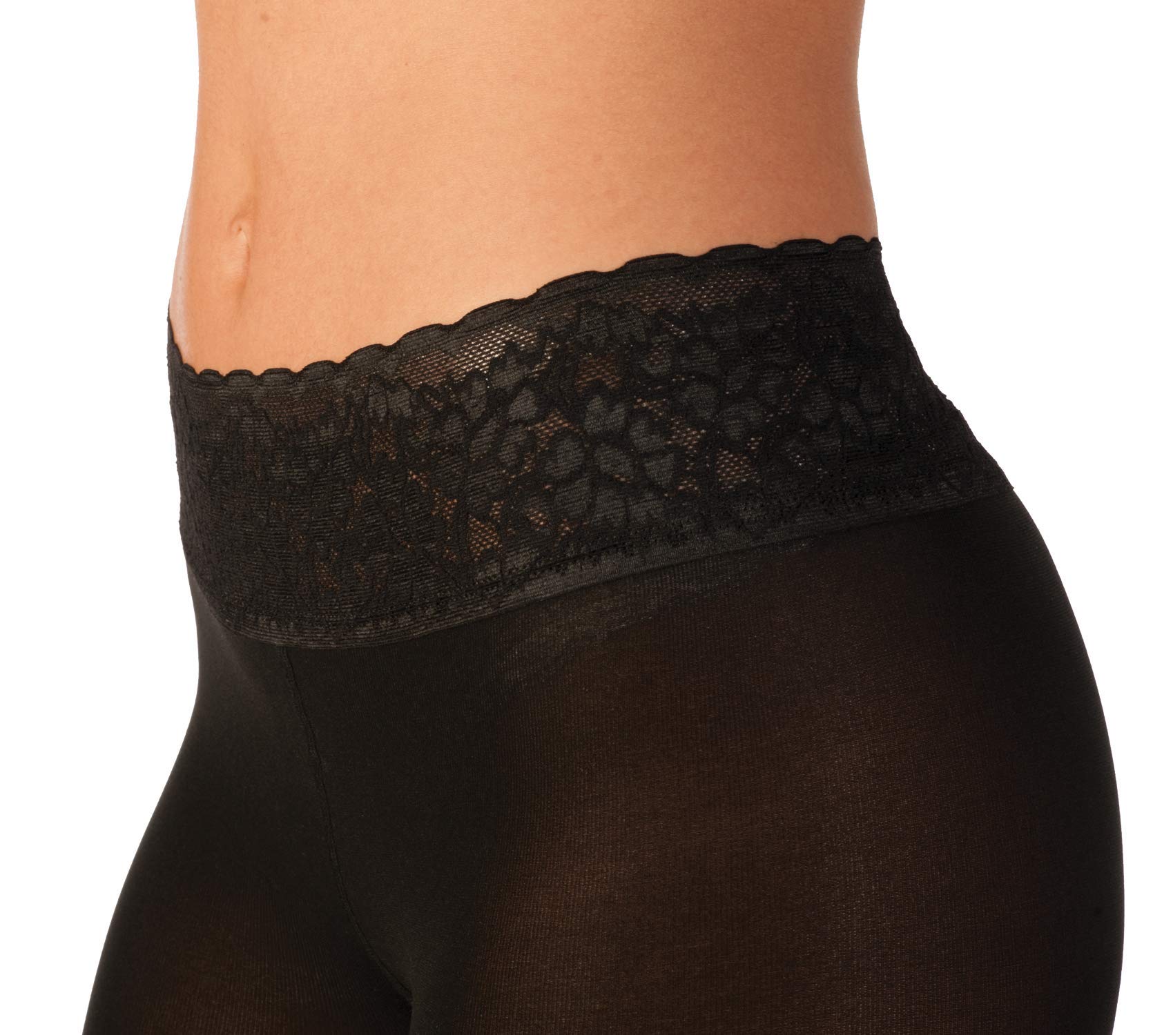Sheer Black Pantyhose for Women - Lace Top Tights, Non-Control Top Nylon Hosiery | Comfortable & Elegant for Office, Parties & Everyday Wear