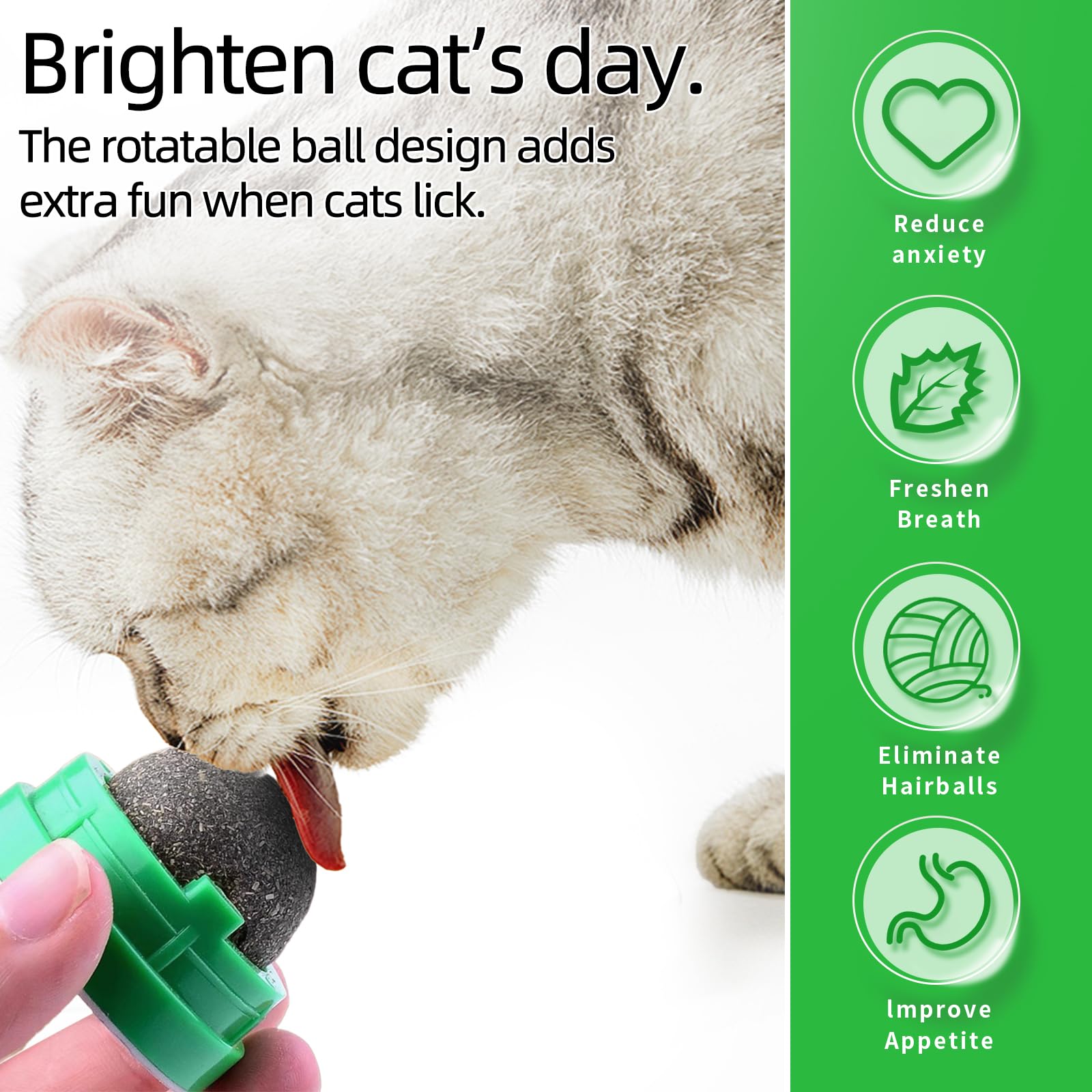 Organic Catnip Toys Balls 4-Pack - Natural Cat Energy Balls for Indoor Cats | Dental Chew Toys for Healthy Kitty Teeth | Perfect for Playtime & Stress Relief