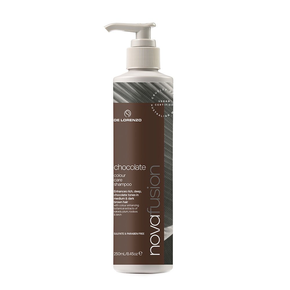 De Lorenzo Novafusion Color Care Shampoo for Chocolate Brown Hair - 8.5oz (250ml) - Sulfate-Free & Nourishing Formula for Vibrant Color Protection - Perfect for Salon-Quality At-Home Hair Care