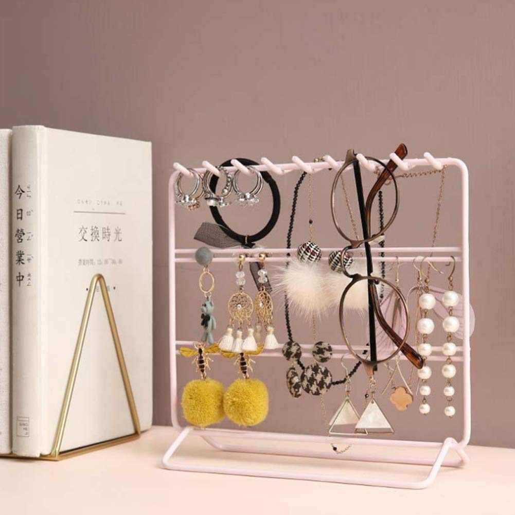 Pink Jewelry Organizer & Holder - Perfect for Earrings, Necklaces, Bracelets | Travel & Home Storage Solution