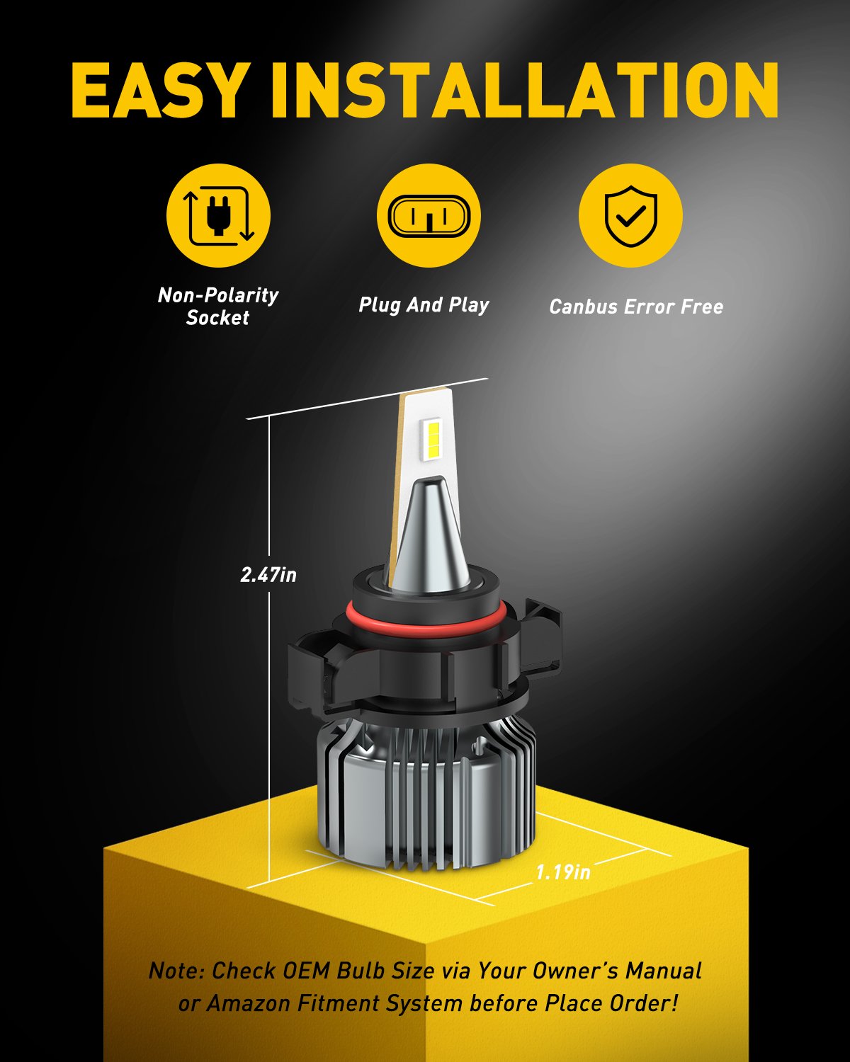 5202 LED Bulb 5201 LED Fog Light Bulbs - 6500K Cool White High Brightness CSP LED Chips for Cars, Trucks, SUVs - Perfect for Night Driving and Foggy Conditions