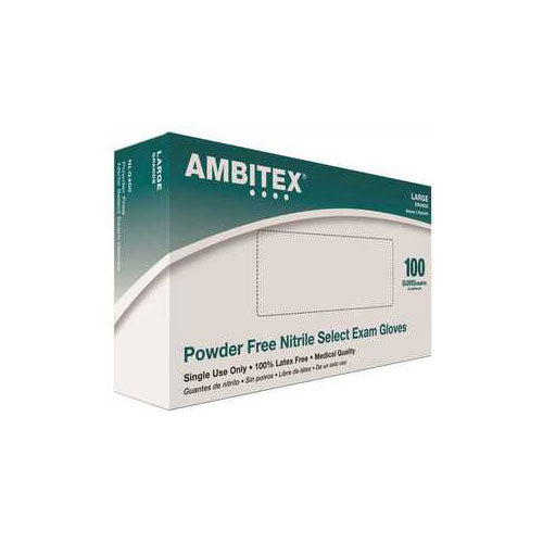 Ambitex NLG400 Blue Nitrile Exam Gloves - Large (100 Gloves/50 Pairs) - Powder-Free, Latex-Free, Disposable Medical Gloves for Healthcare, Food Service & Cleaning
