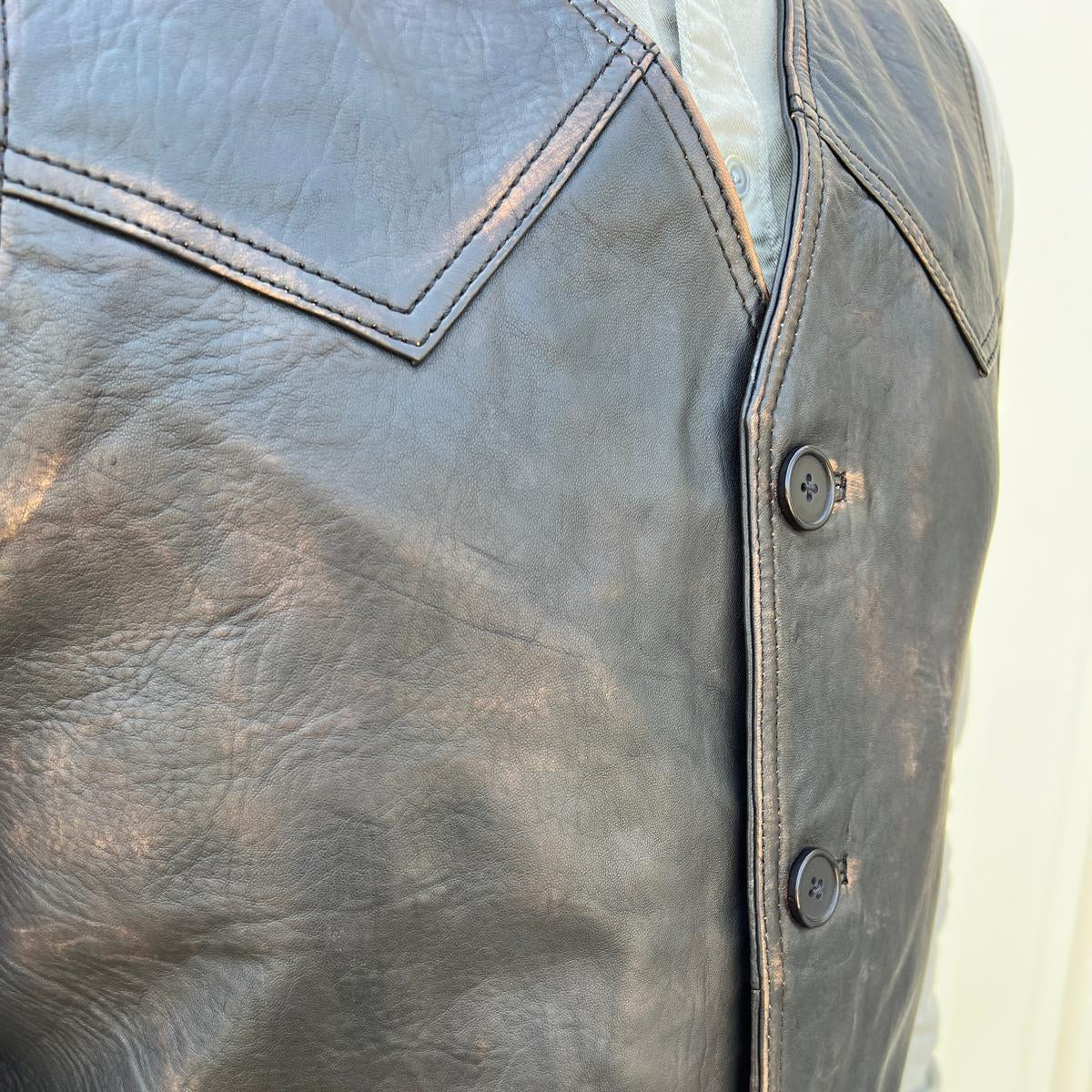 Men's Genuine Sheep Leather Ruboff Vest with Classic Button Closure & Front Pockets | Stylish Biker Jacket for Casual Wear, Motorcycle Riding & Outdoor Adventures