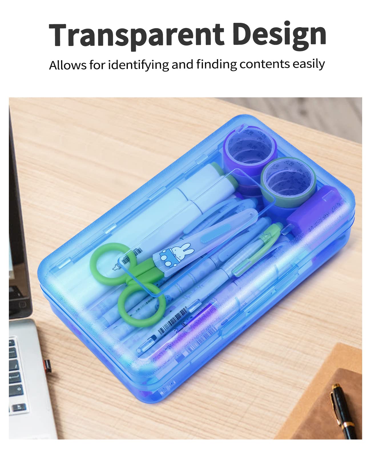 Sooez 6 Pack Clear Plastic Pencil Boxes for School - Hard Stackable Pencil Cases with Lids, Bulk School Supplies Storage for Kids, Crayons & Art Supplies - Perfect for Classroom, Homeschool & Office Organization
