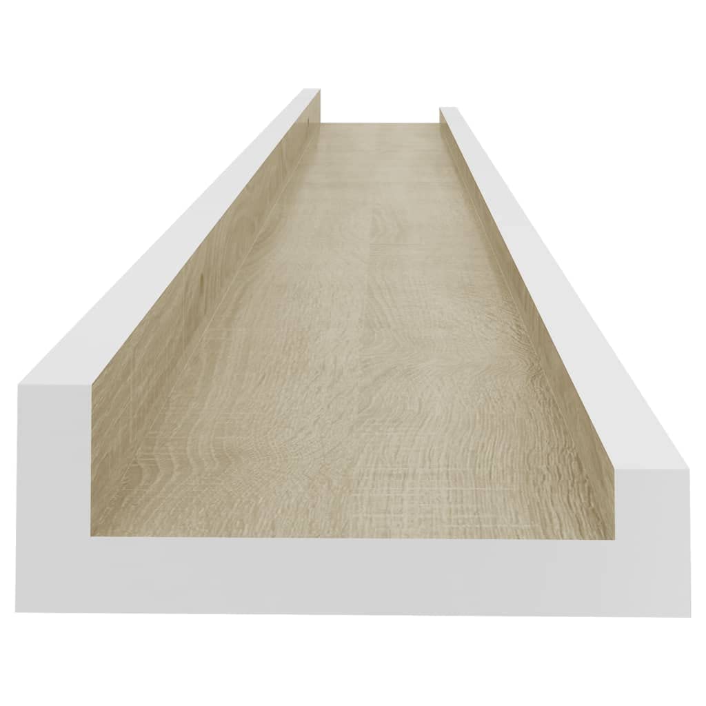 2-Pack Floating Wall Shelves Set - White & Sonoma Oak (31.5