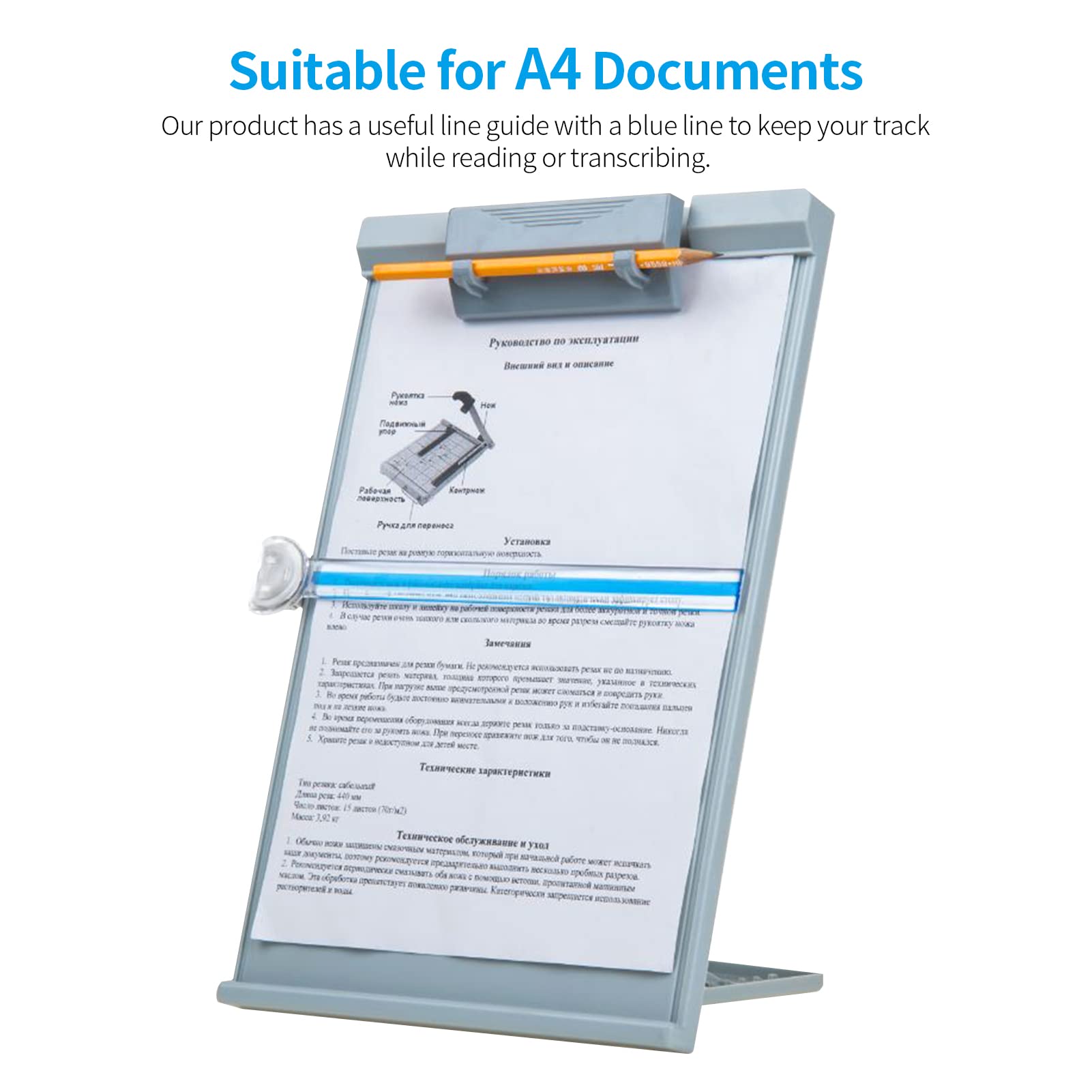 Adjustable A4 Document Holder Stand - Grey Desktop Reading Organizer for Office, School & Home | Perfect for Books, Tablets & Papers