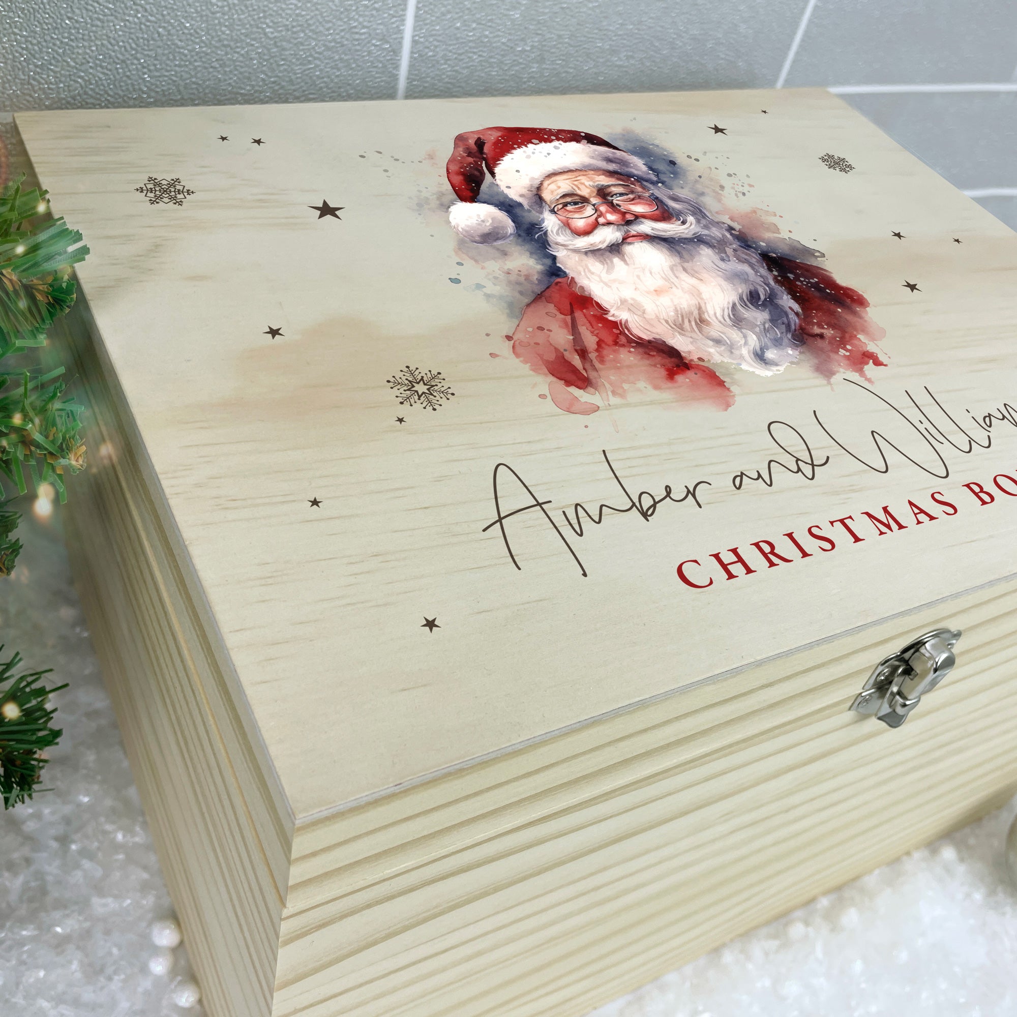 Personalized Traditional Santa Christmas Eve Gift Box - 5 Sizes (16cm, 20cm, 26cm, 30cm, 36cm) - Perfect for Holiday Gifts, Family Traditions & Christmas Decorations