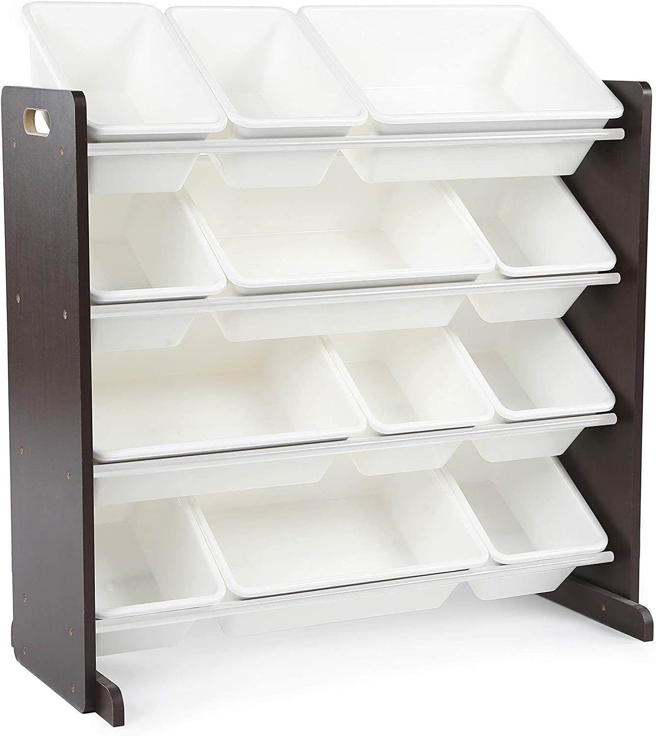 Lennox 12-Bin Espresso Toy Storage Organizer - Kids Room, Playroom & Nursery Organization Solution