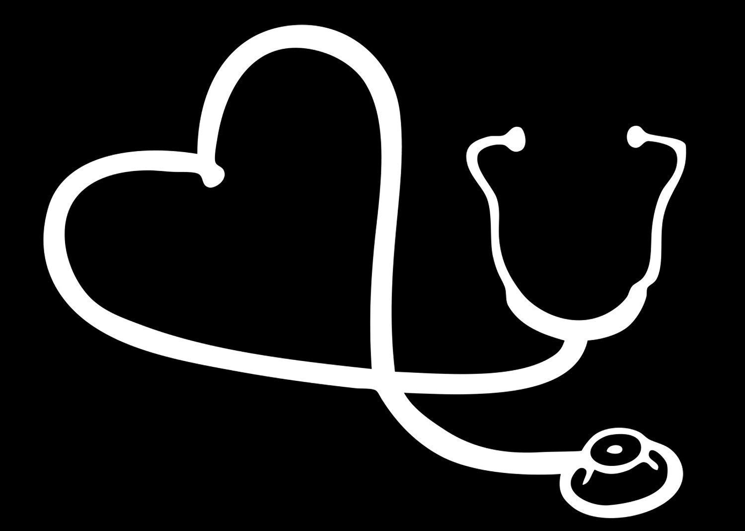 White Heart Stethoscope Vinyl Decal Sticker - 5.5