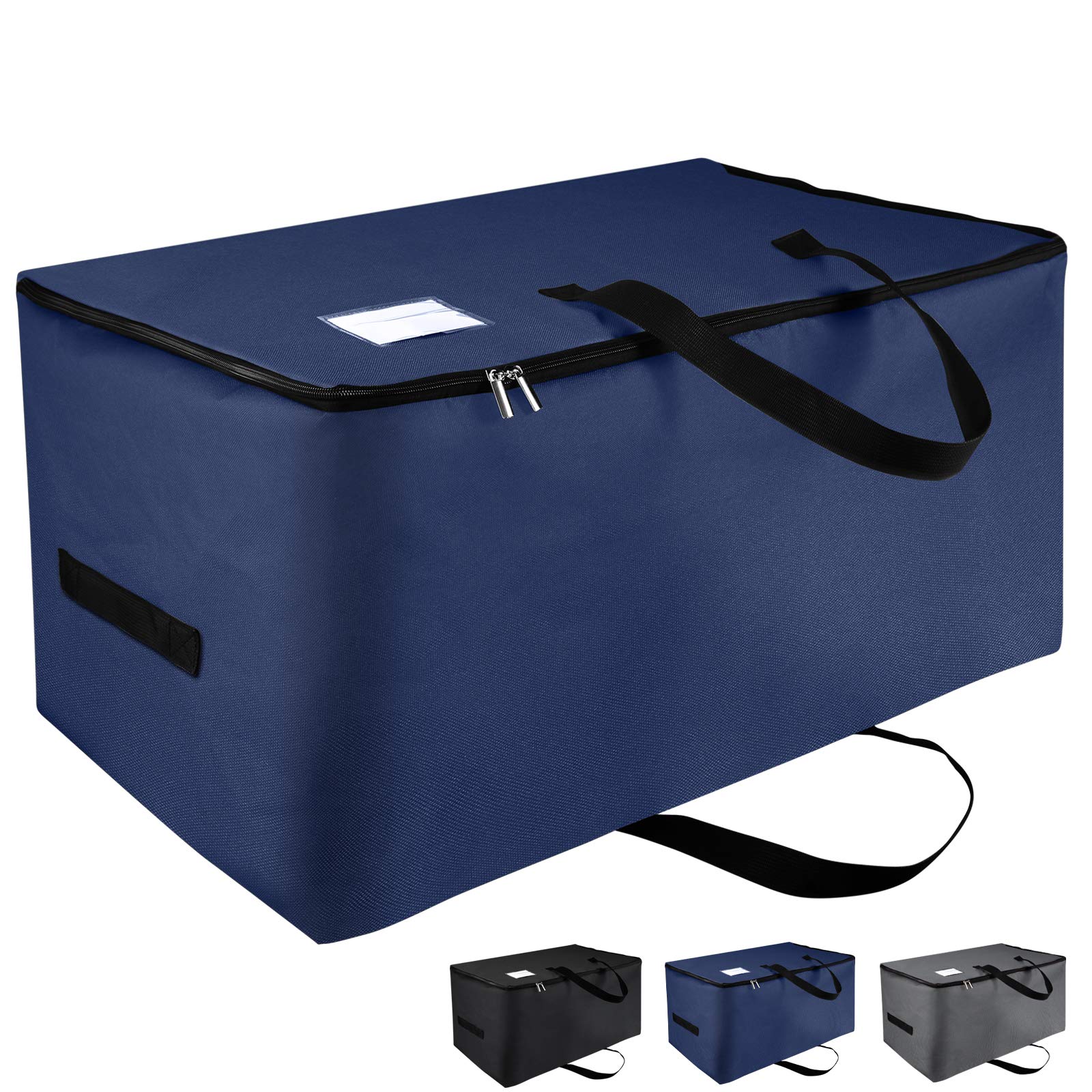 IHOMAGIC Extra Large Heavy Duty Storage Bags with Carry Handles - Water Resistant Polyester Fabric Organizer for Clothes, Bedding & Moving Supplies - Navy Blue (Large) - Perfect for Home Organization, Travel & House Moving