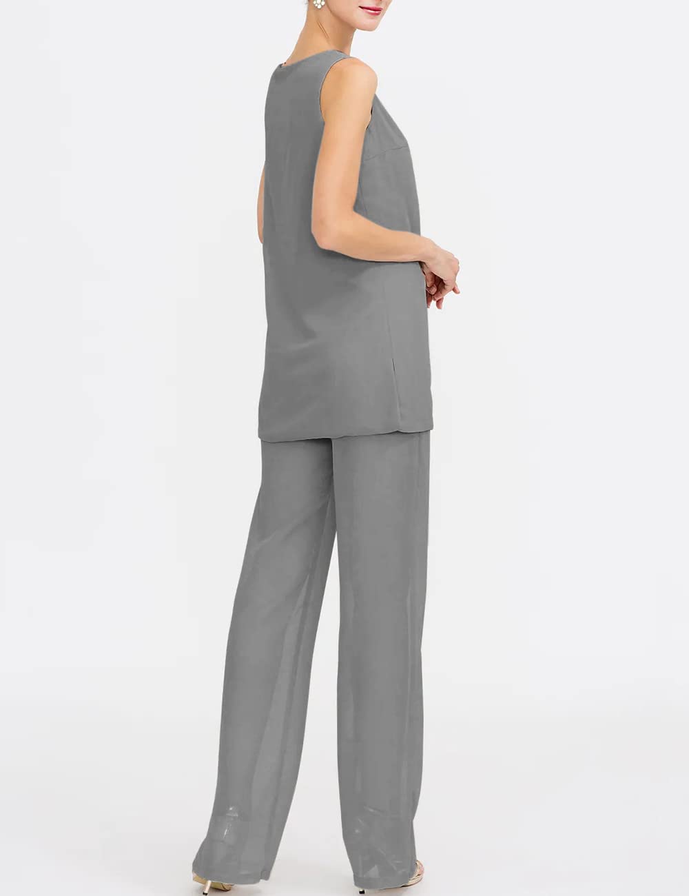 Elegant 3-Piece Chiffon Mother of The Bride Pant Suits Set - Formal Wedding Outfit & Evening Gown for Women | Perfect for Weddings, Parties & Special Occasions