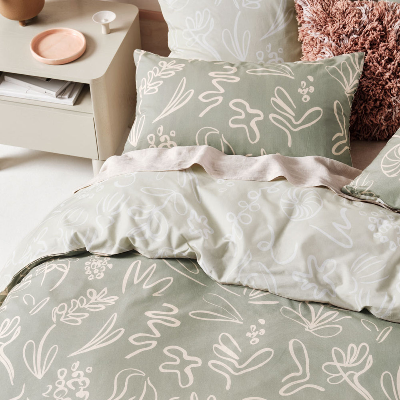 Linen House Adley Eucalyptus Quilt Cover Set - Soft & Breathable Bedding for All Seasons | Perfect for Master Bedroom, Guest Room & Dorm Decor