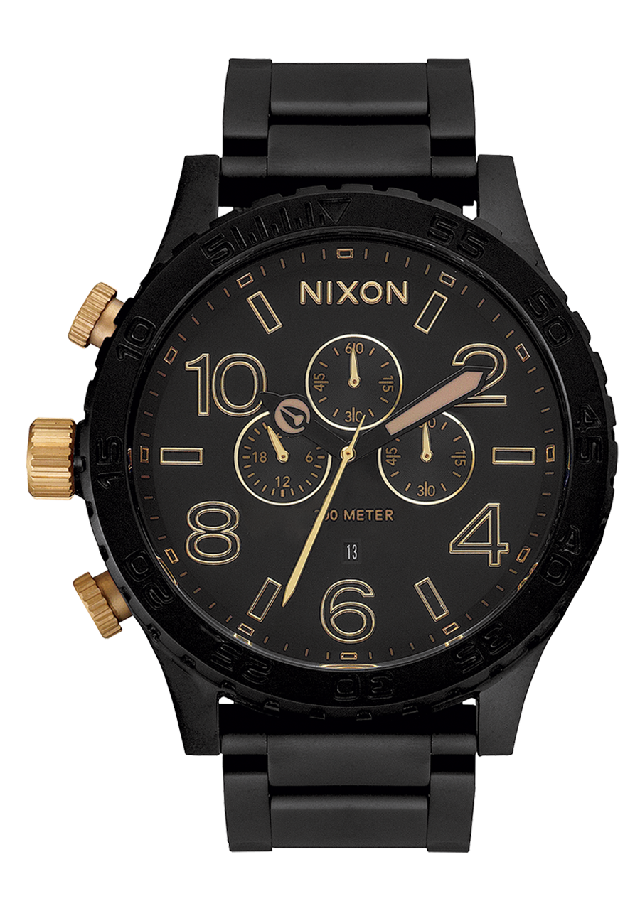 51 30 Chrono Matte Black & Gold Watch - Luxury Sports Chronograph for Men, Perfect for Casual Wear, Business Meetings & Outdoor Adventures