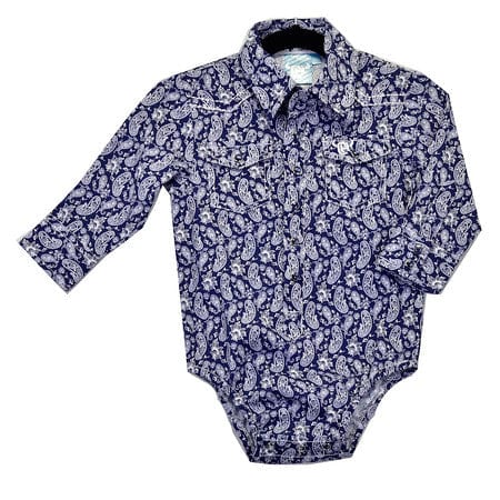 Boys Toddler Navy Blue Paisley Print Shirt - Stylish Casual Wear for Kids, Perfect for Parties & Family Outings