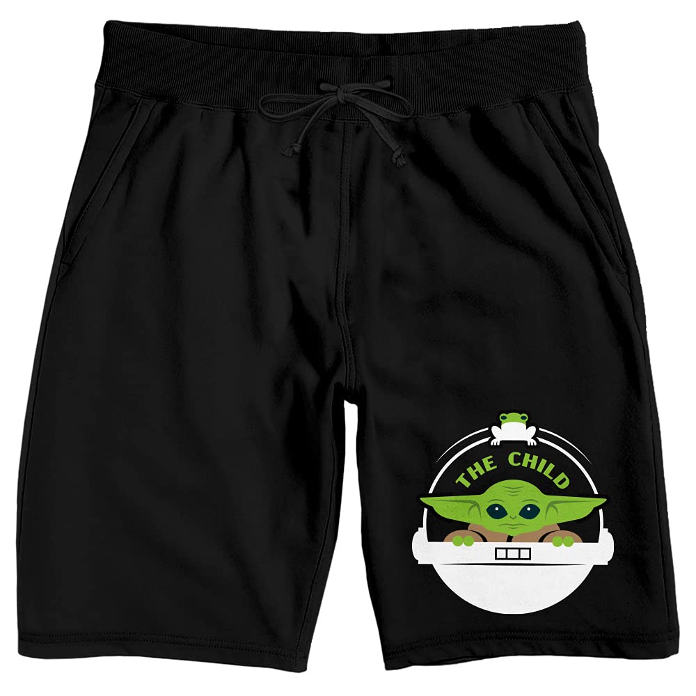 **Star Wars Baby Yoda The Mandalorian Men's Black Sleep Pajama Shorts - Comfortable Lounge & Sleepwear for Fans**