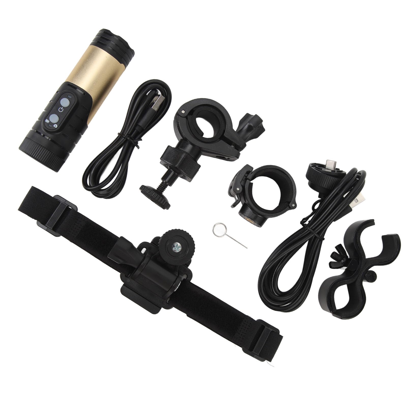 12MP Waterproof Bicycle Helmet Camera - Aluminum Alloy Action Camera for Cycling, Mountain Biking & Outdoor Sports (Gold) - Capture Your Adventures in Any Weather