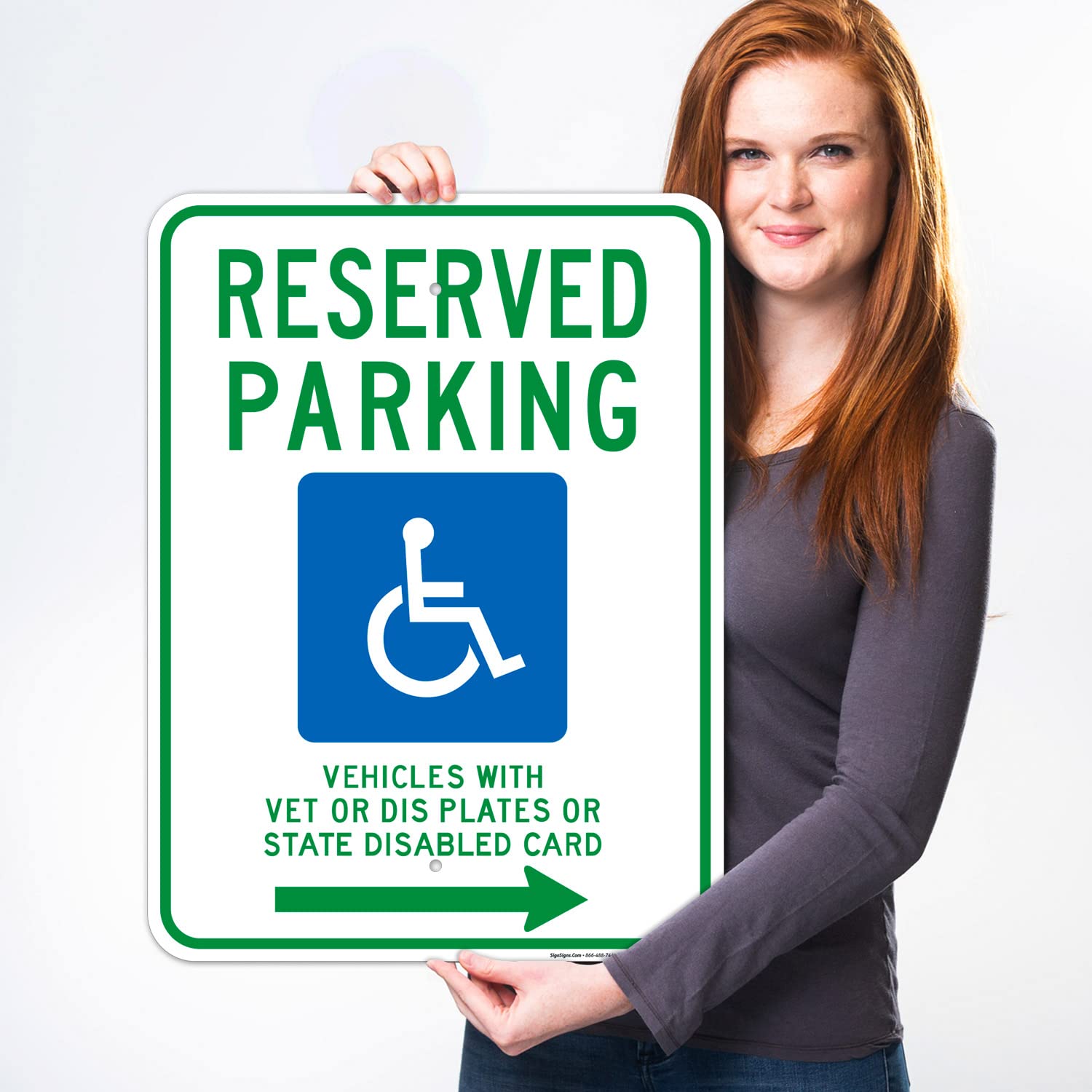 Wisconsin Handicap Parking Sign - Reserved Parking for Vehicles with Vet Plates or State Disabled Cards, 18x24 Inches, Rust-Free .063 Aluminum, Fade-Resistant, Made in USA - Perfect for ADA-Compliant Parking Spaces, Hospitals, and Public Facilities