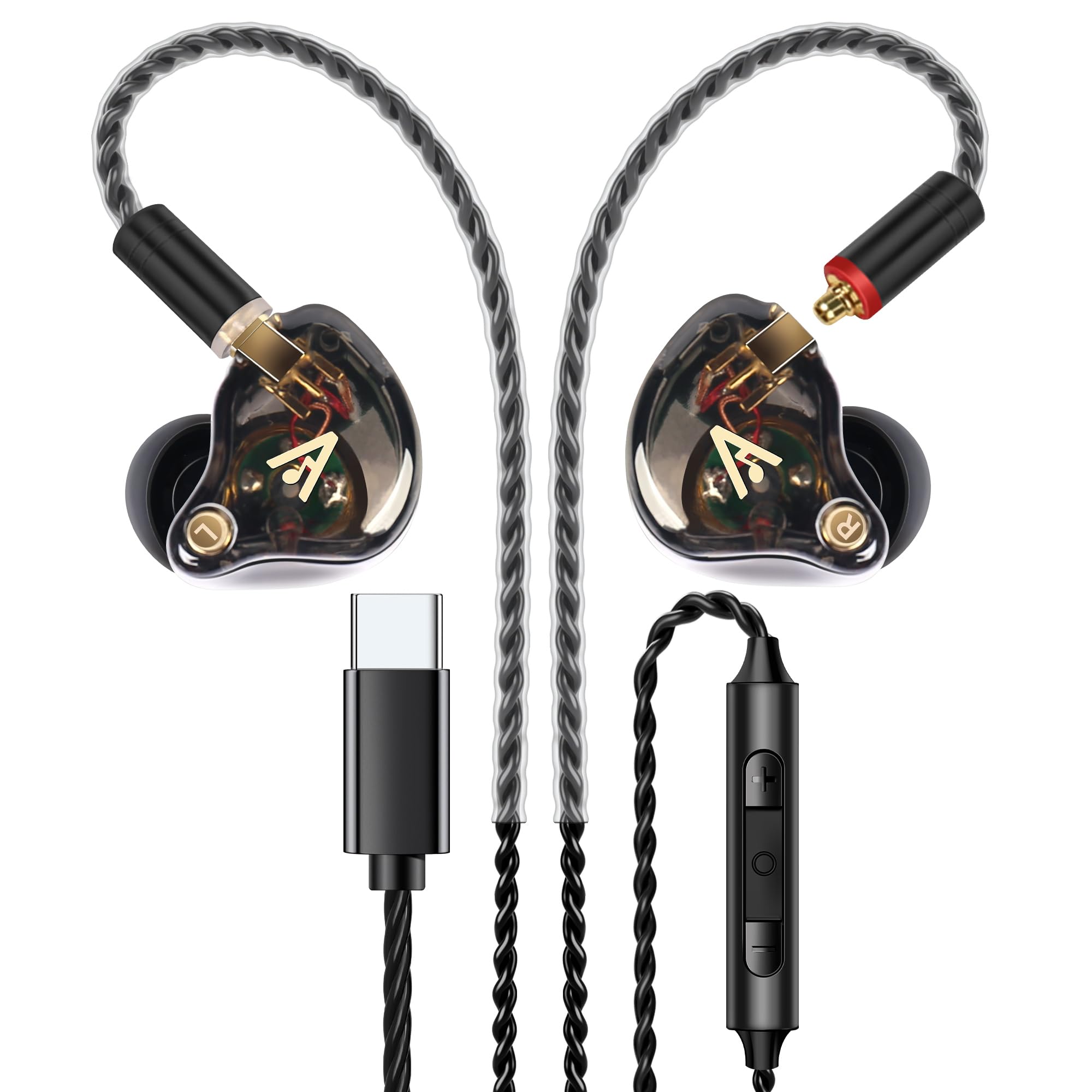 Vibes 202MC USB-C Wired Earbuds - HiFi in-Ear Monitor Headphones with Mic - Noise Isolating Earphones for Clear Sound & Deep Bass - Comfort-Fit Design with MMCX to USB-C & Silver Plated Cord - Includes Carrying Case - Perfect for Music, Gaming, Workouts & Travel