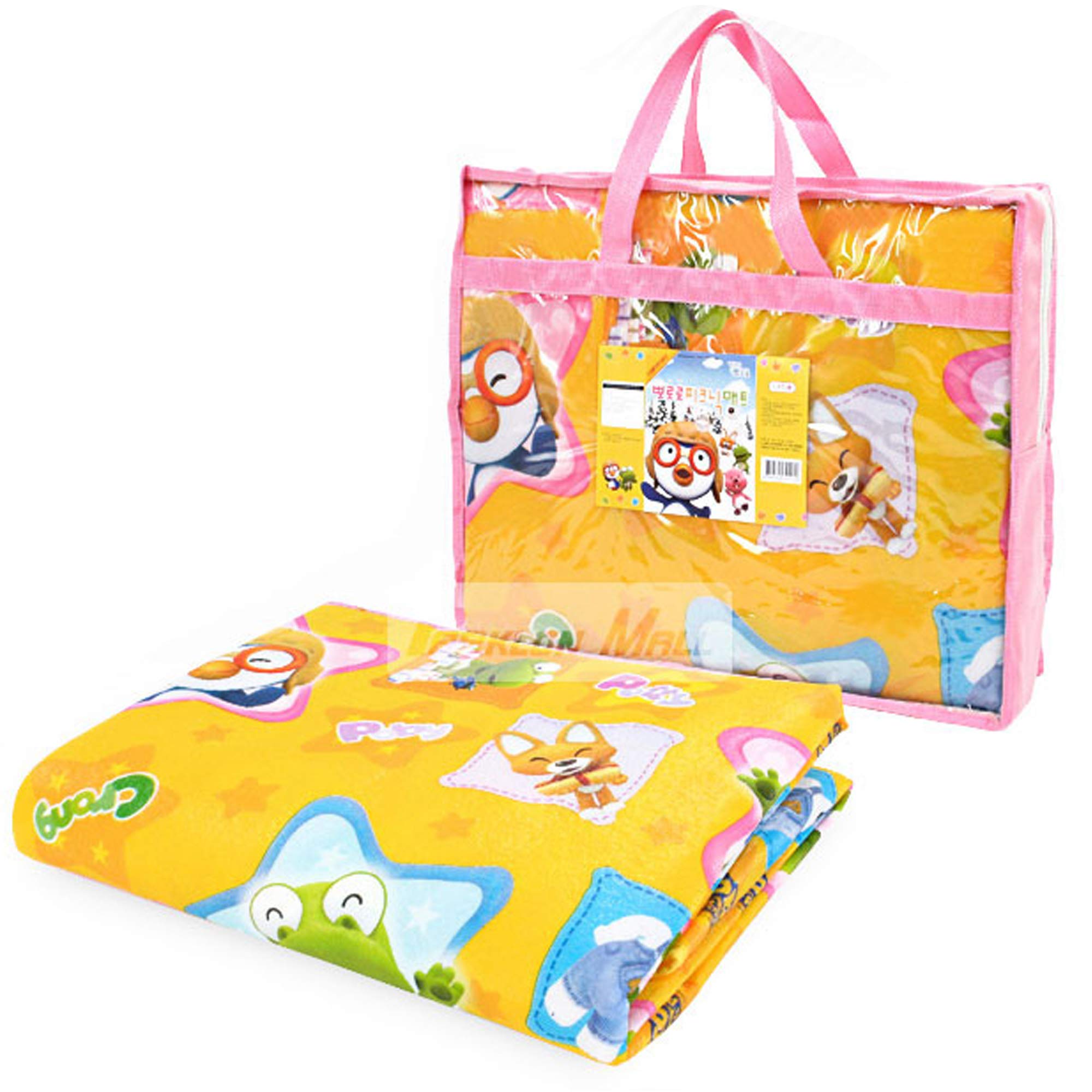 Pororo Waterproof Outdoor Picnic Mat with Carry Strap - 79x71 Inch Large Blanket for 7-8 People, Perfect for Beach, Park, Camping, RV & Family Outings - Cute Cartoon Character Design