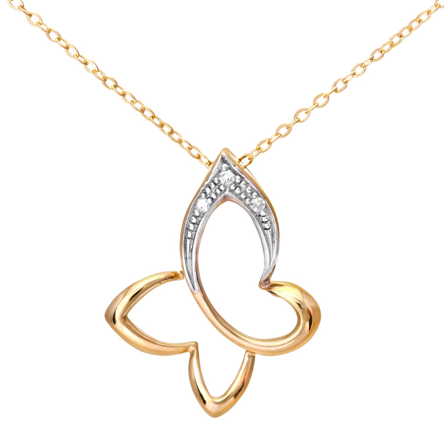 Naava 9ct Gold Chain with Diamond Butterfly Pendant Necklace for Women - Elegant 9K Gold Jewelry Gift for Birthday, Wedding, Anniversary - Perfect for Teen Girls & Women's Everyday Wear & Special Occasions