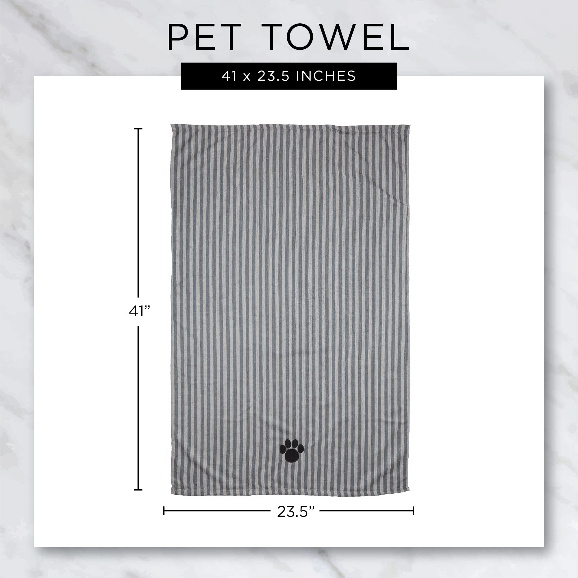 Super Absorbent Microfiber Pet Grooming Towel - X-Large 41x23.5 Inches, Quick Dry Dog Cat Bath Towel, Striped Hunter Green - Perfect for Bath Time, Grooming & Post-Swim Drying