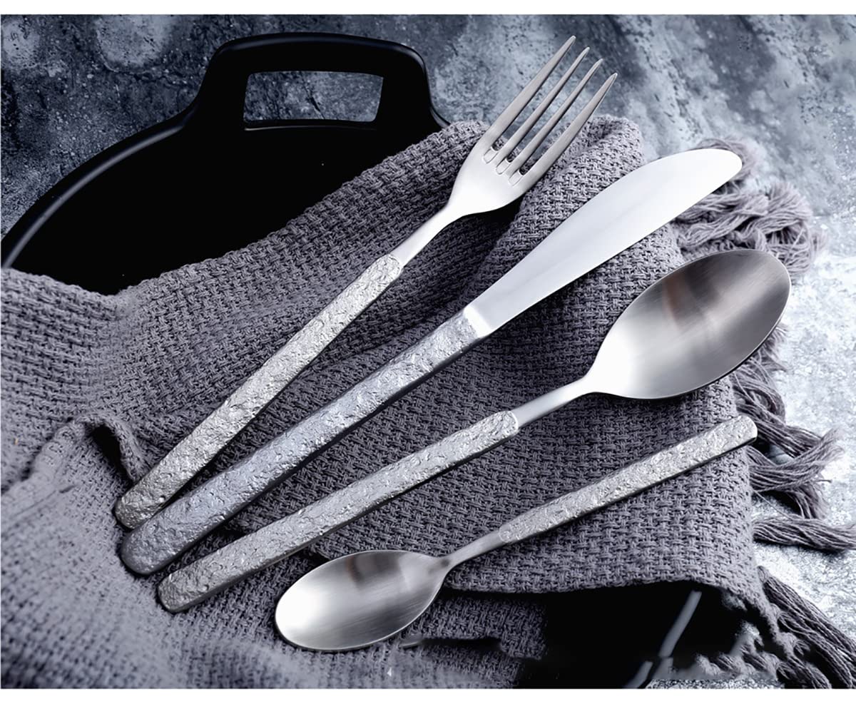 IKXO 25-Piece Stainless Steel Silverware Set for 5 - Mirror Polished Flatware Cutlery Set with Steak Knives, Forks & Spoons - Dishwasher Safe Dinnerware for Restaurants, Weddings & Home Dining