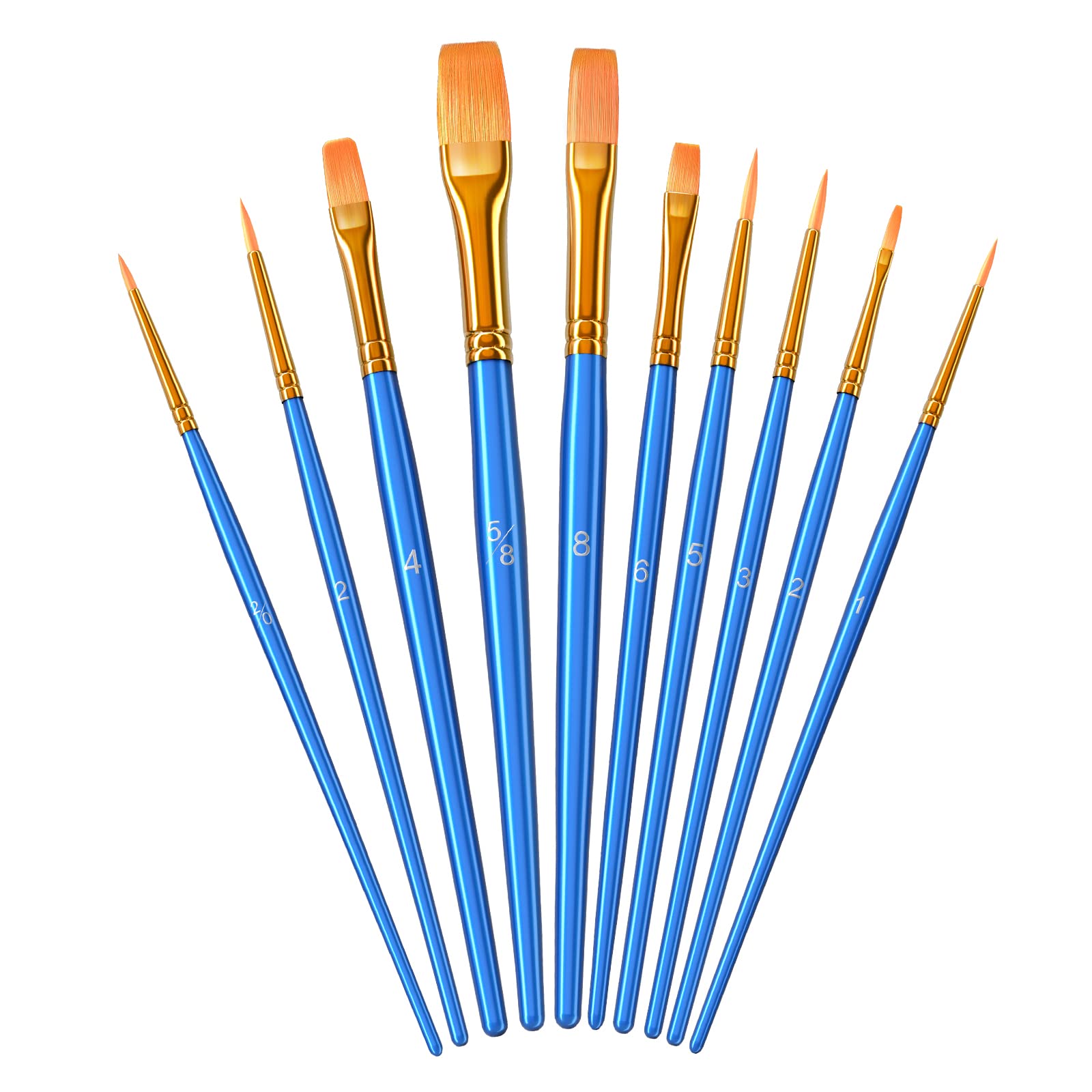 Heartybay 10Pcs Professional Paint Brush Set - Acrylic, Watercolor & Face Painting Brushes for Kids & Adults - Round Pointed Tip Detail Small Brushes for Easter Eggs, Halloween Makeup & Art Projects