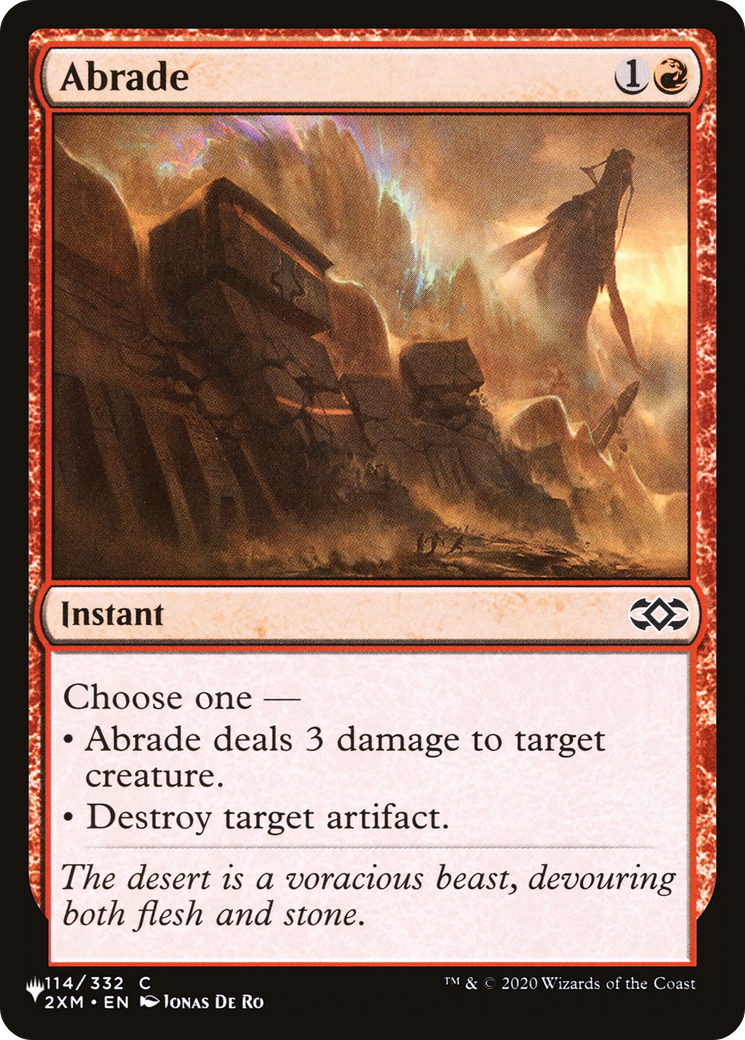 Magic: The Gathering Abrade (2XM) [The List] - Instant Speed Removal for Creatures and Artifacts - Perfect for Commander, Modern, and Casual Play