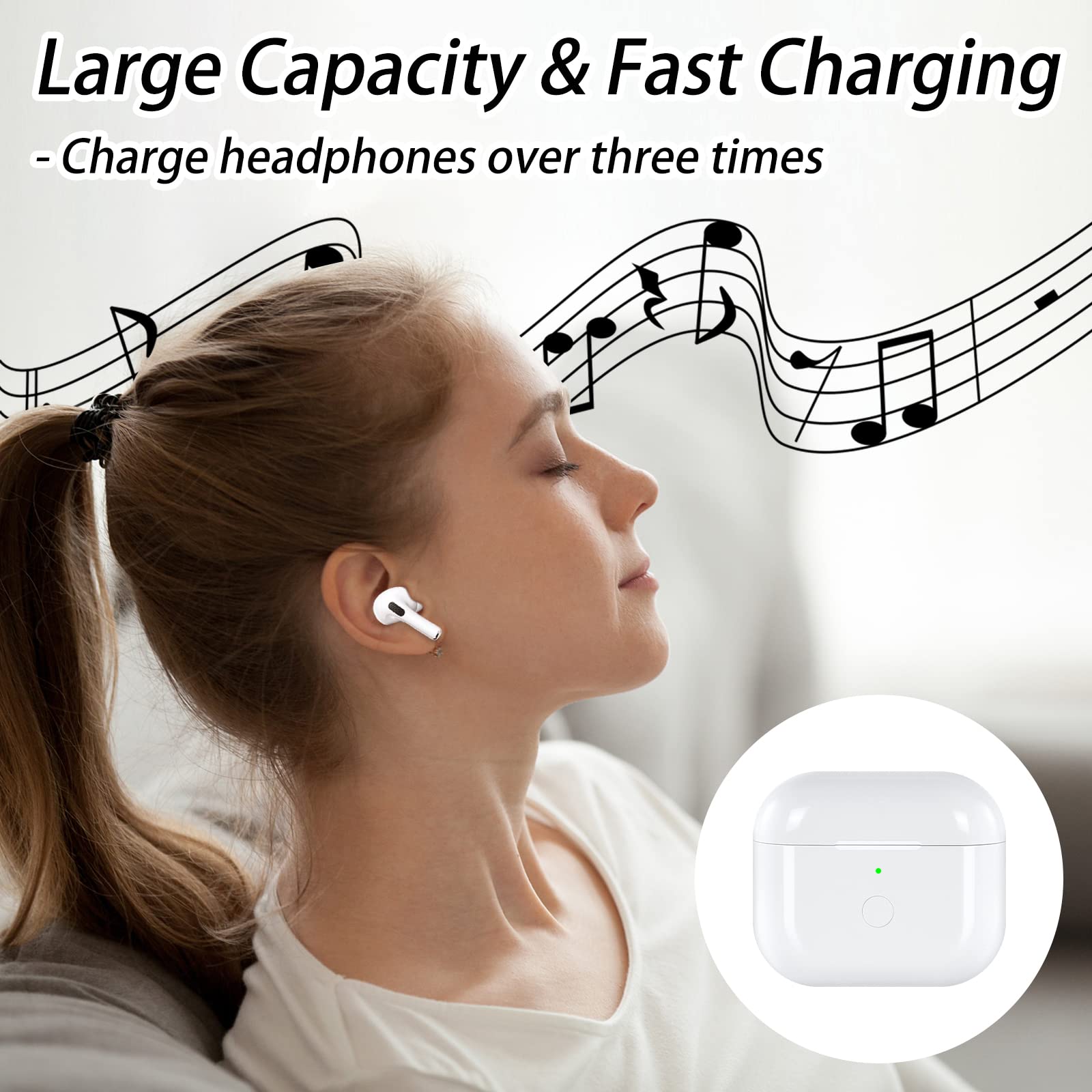 AirPods 3rd Generation Wireless Charging Case Replacement - Bluetooth Pairing Sync Button, White | Compatible with AirPod 3 | Perfect for Travel, Gym & Daily Use