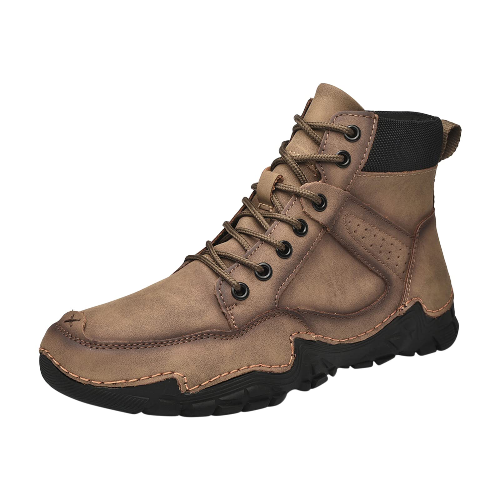 Trendy High-Top Leather Casual Boots for Men - Warm Winter Shoes for Outdoor & Daily Wear