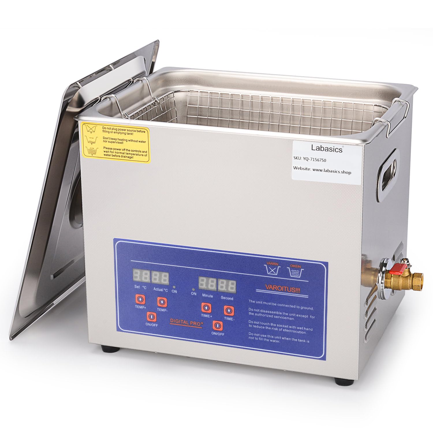 Labasics 10L Ultrasonic Cleaner - Professional Stainless Steel Ultrasonic Cleaning Machine with Digital Timer & Heat Control for Jewelry, Glasses, Dentures, Tools (110V) - Perfect for Home, Lab & Industrial Use
